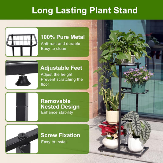 Plant Stand Indoor Outdoor, Corner Metal Plant Stands, Heavy Duty Tall