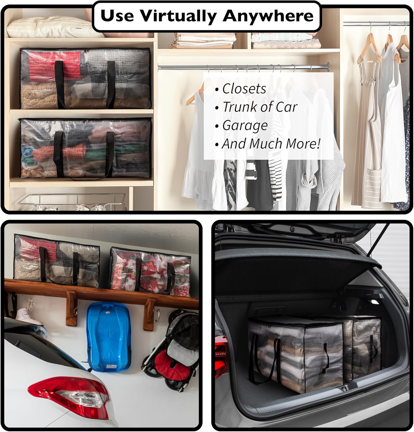 ClearSpace Clear Storage Bins with Lids or Storage Bags – Heavy Duty Moving Bags, Large Moving Boxes with Backpack Straps & Zippers – Packing Bags & Moving Supplies for College Dorm, 6 Pack