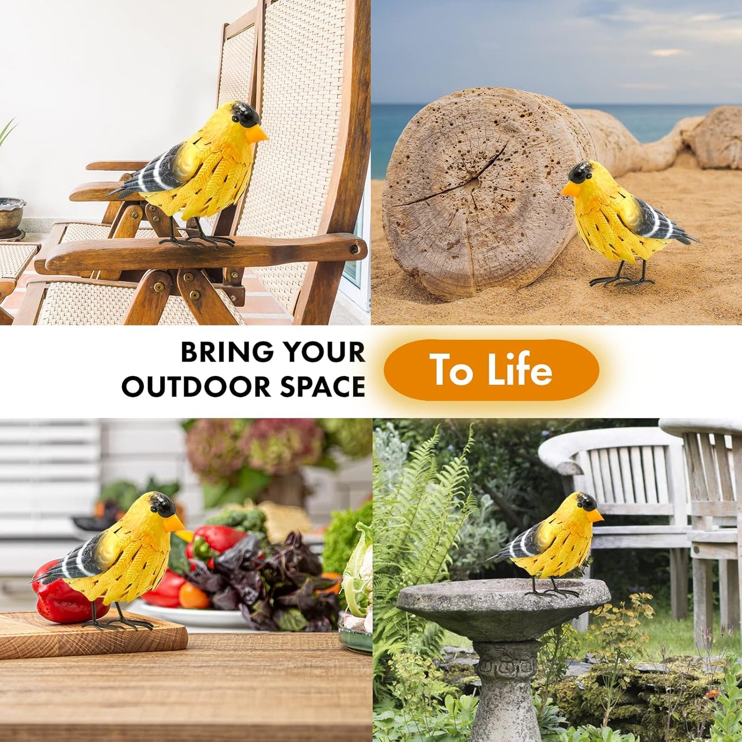 GUTE American Goldfinch Metal Garden Bird, Yard Sculpture Art - Large Realistic Standing Gold Finch Bird - Outdoor Fall, Winter, Spring, Summer Decoration - Decor - Perfect and Sympathy Gifts