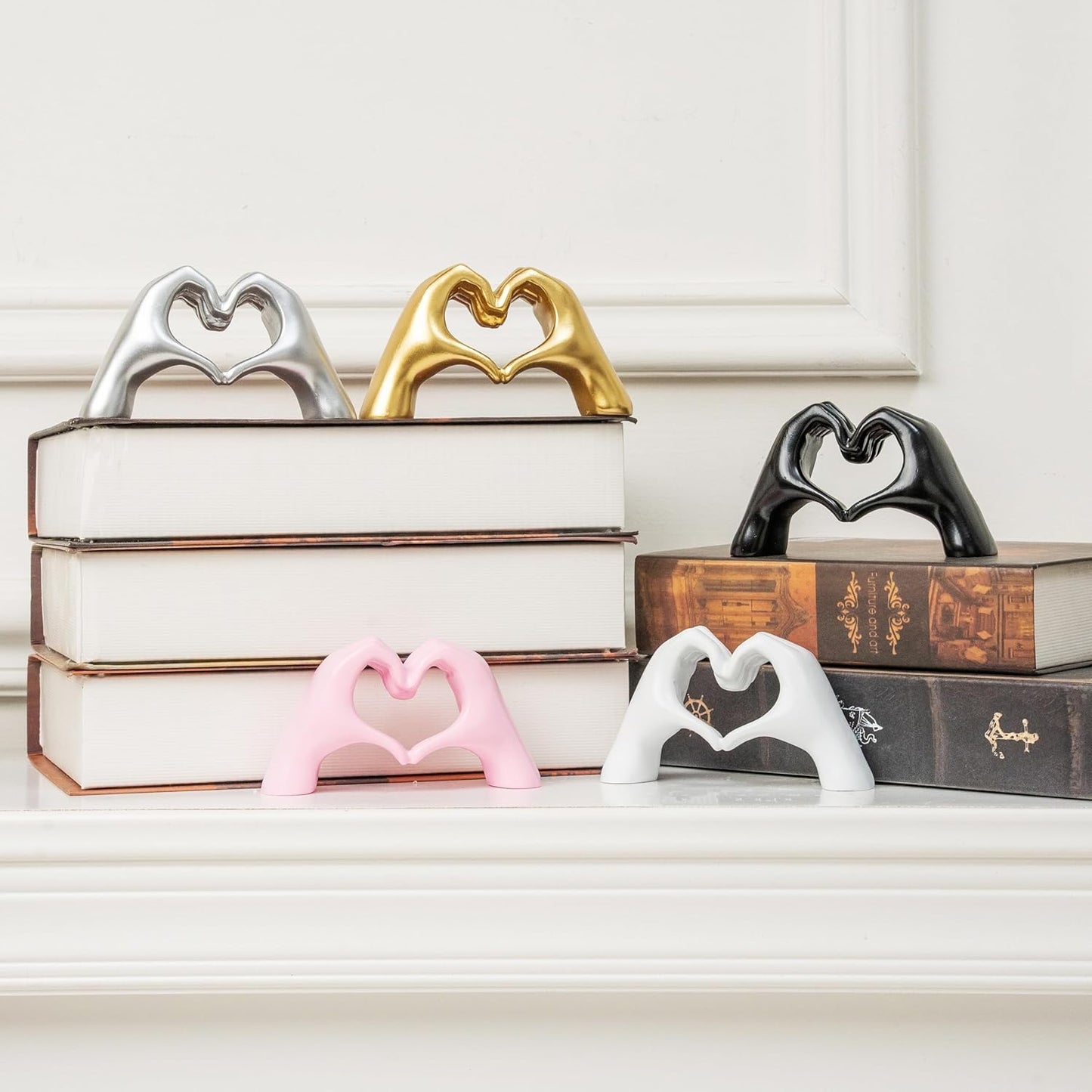 Small Heart Hands Sculpture Decor for Living Room Bedroom Bookshelf Co