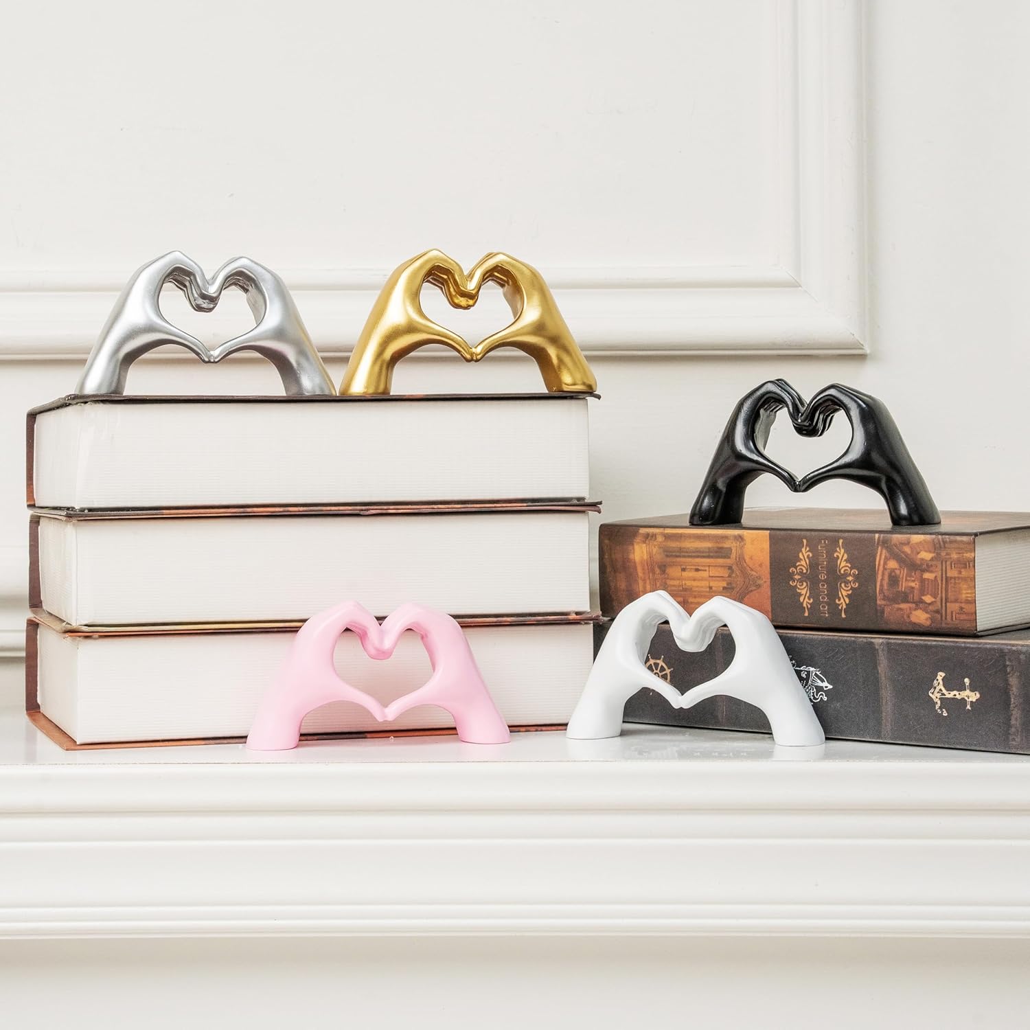 Small Heart Hands Sculpture Decor for Living Room Bedroom Bookshelf Co