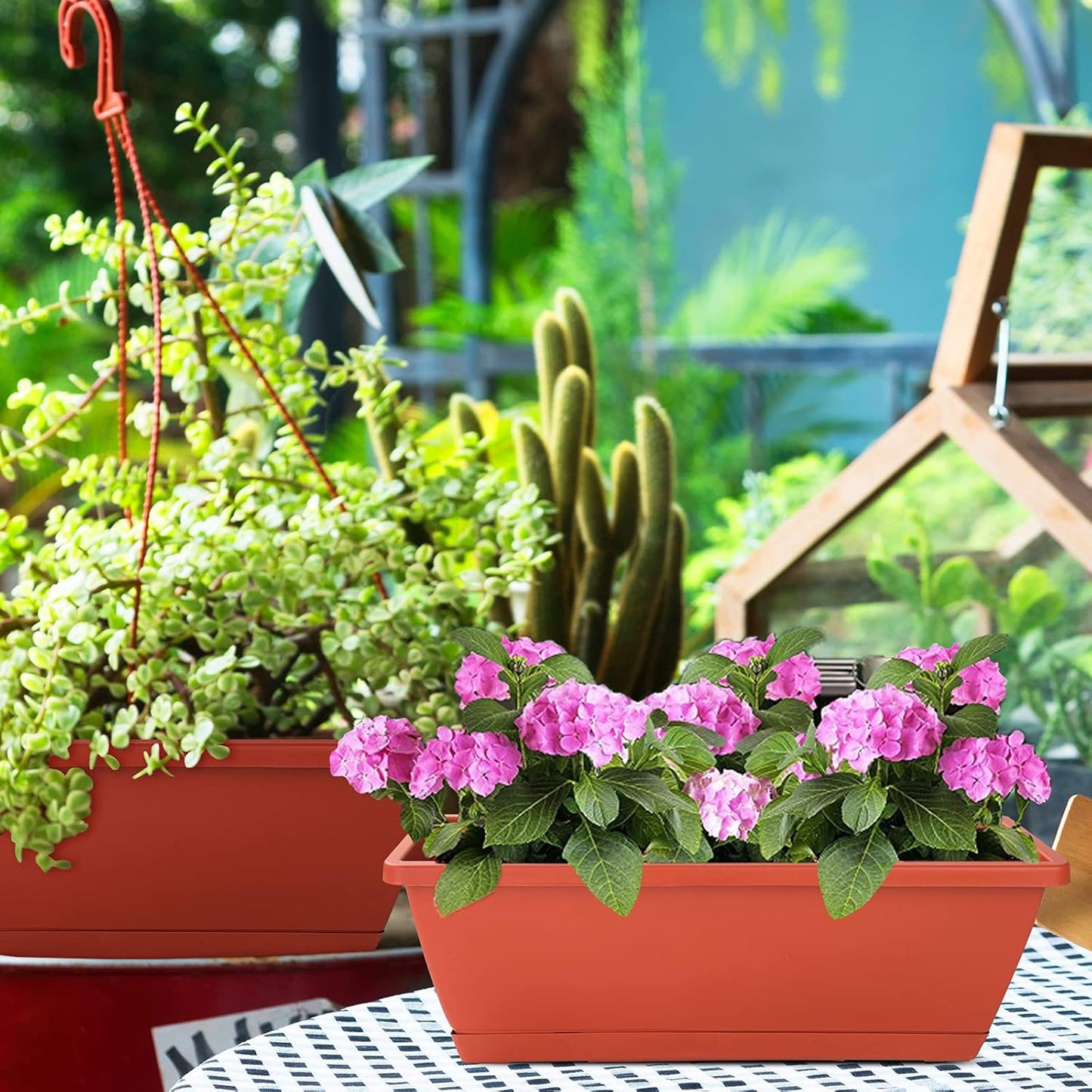 Window Box Planter, 7 Pack Plastic Vegetable Flower Planters Boxes 17 