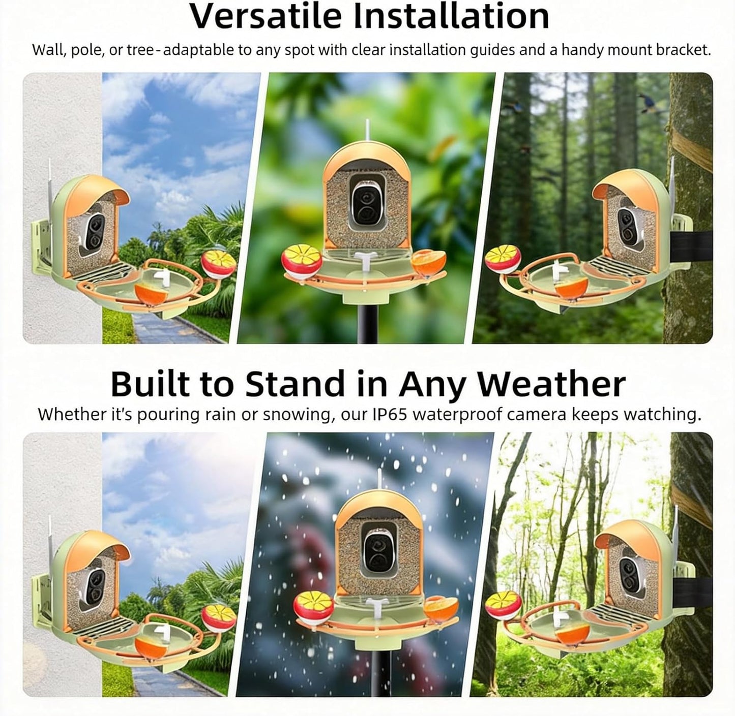 AI-Powered Smart Bird Feeder with Camera & Bird Bath with Solar Powered Circulating Pump, Identifies 10000+ Bird Species, 2K Live Stream & App Alerts, Weatherproof Garden Decor & Bird Watching Gift