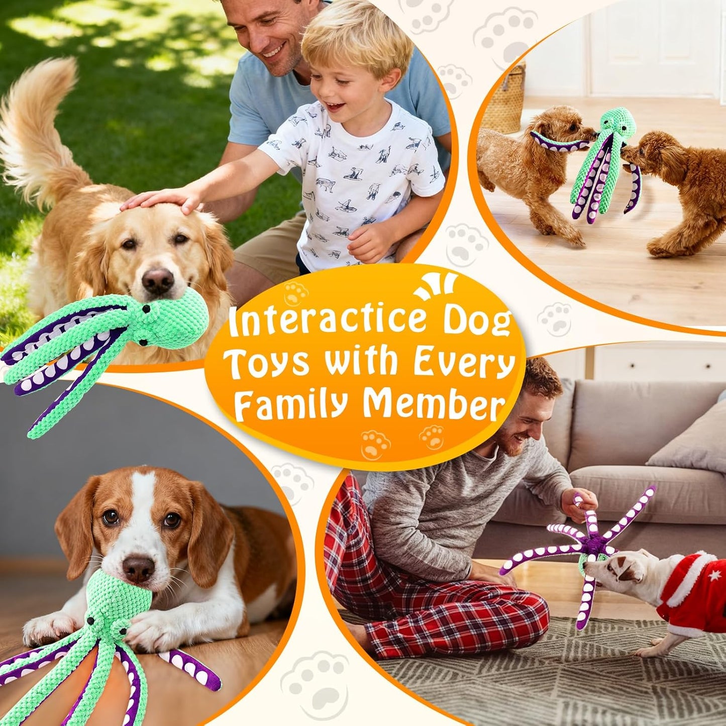 Large Squeaky Dog Toys- Plush Dog Toys with Soft Fabric for Small, Med
