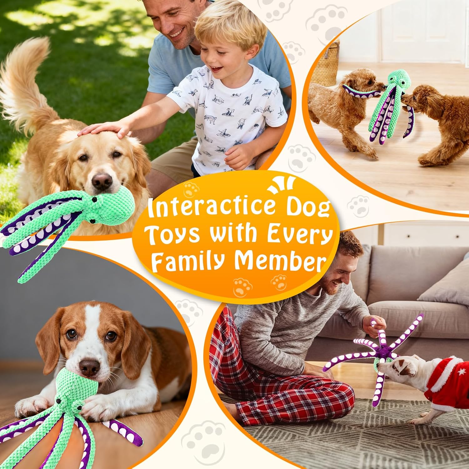 Large Squeaky Dog Toys- Plush Dog Toys with Soft Fabric for Small, Med