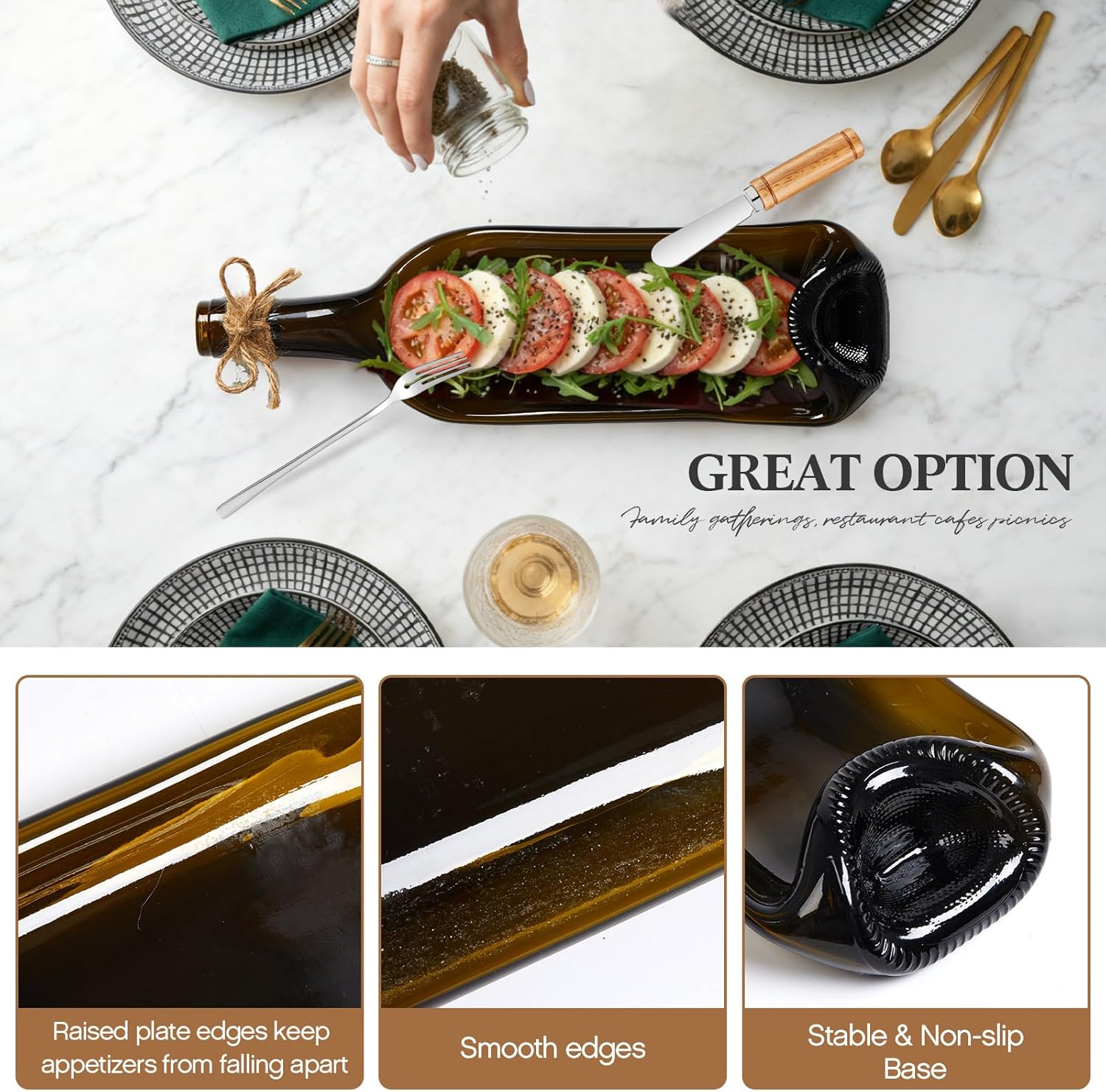 Bokon Melted Wine Bottle Serving Board Decorative Cheese Tray Charcute