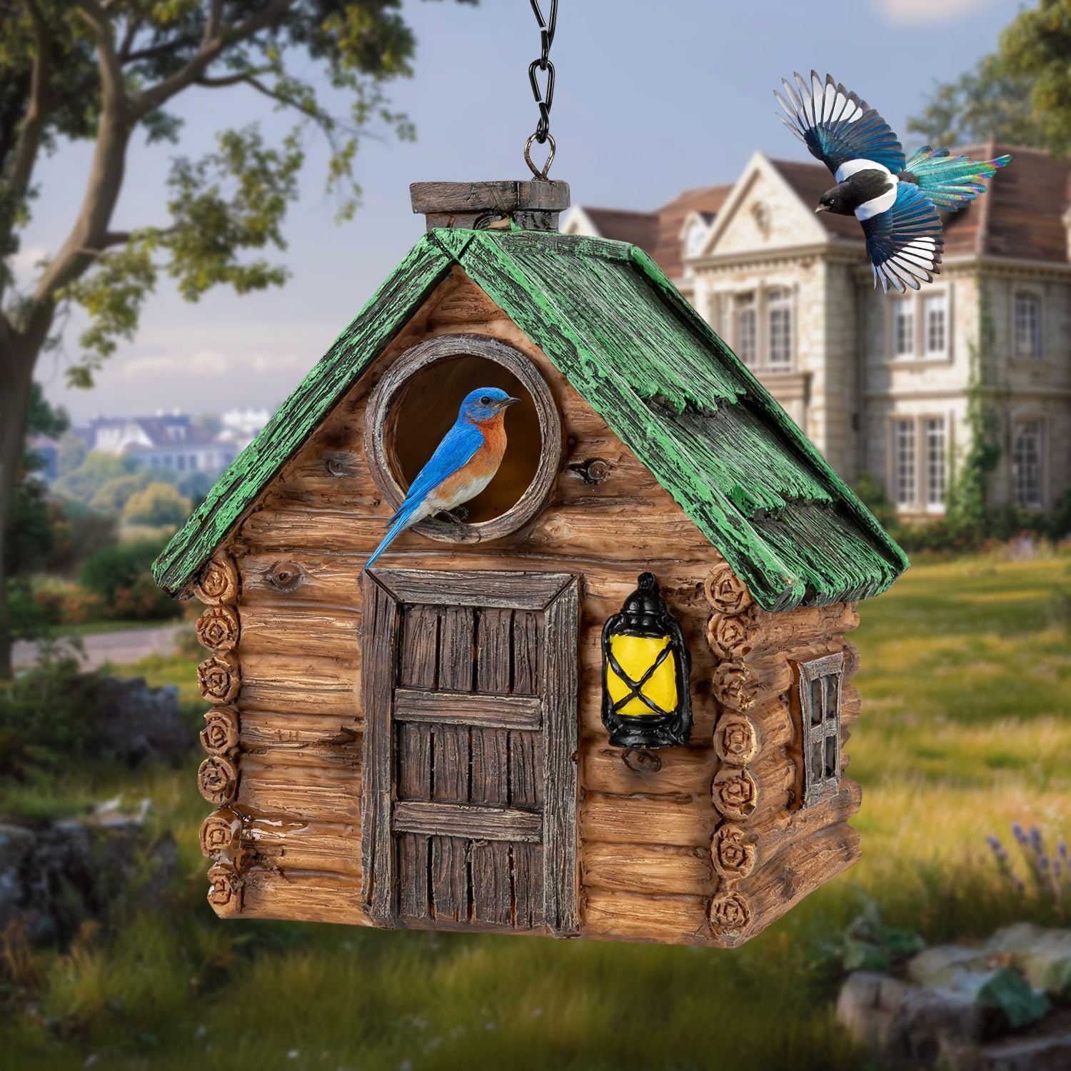 Bird House for Outside, Resin Bluebird House for Outdoors Finches, Car