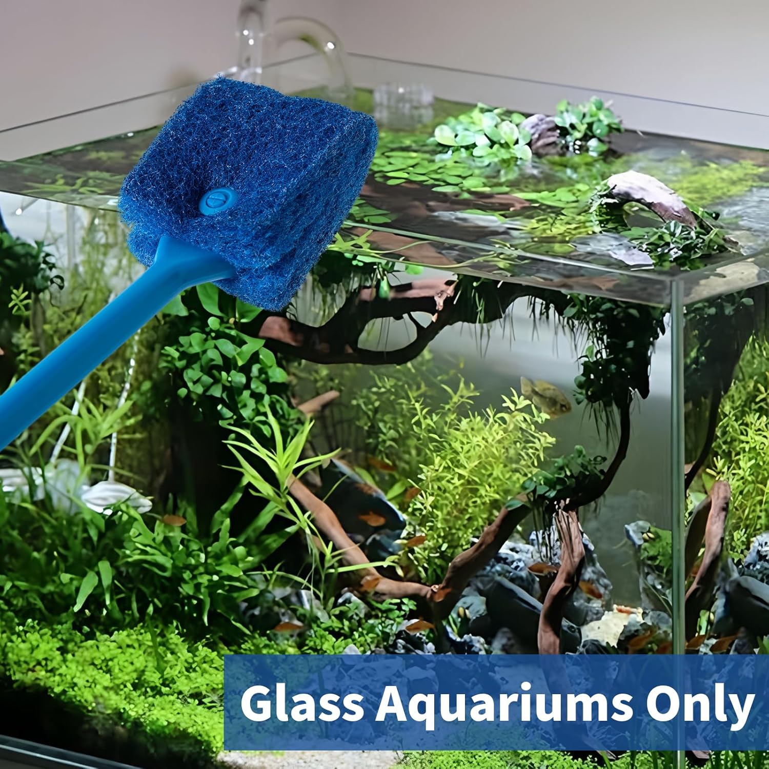 SLSON Aquarium Algae Scraper Double Sided Sponge Brush Cleaner Long Ha