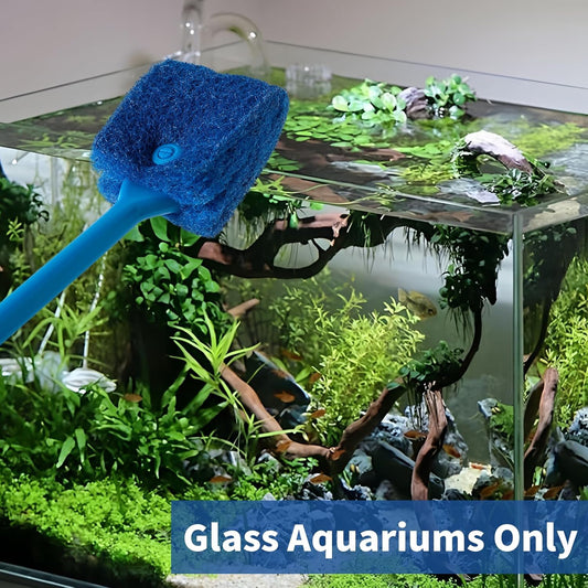 SLSON Aquarium Algae Scraper Double Sided Sponge Brush Cleaner Long Ha