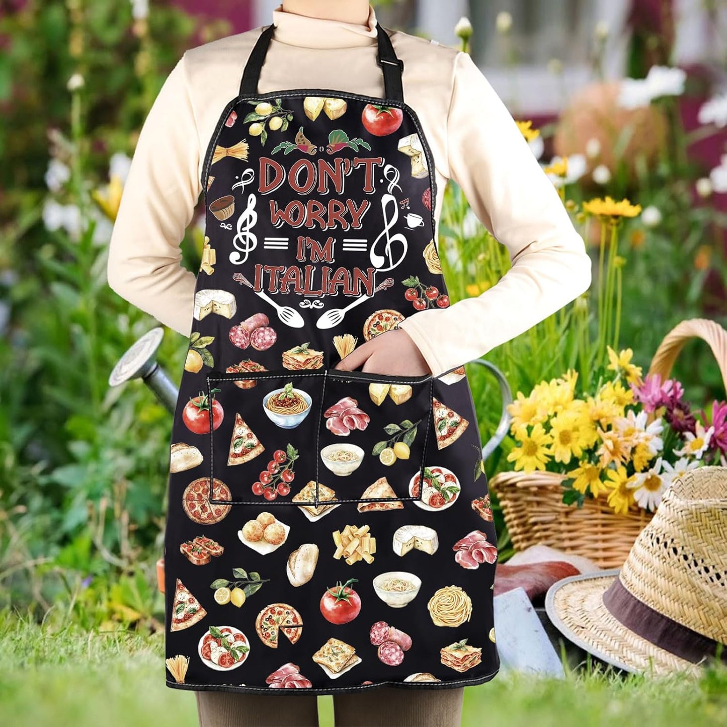 WCGXKO Don’t Worry I’m Italian Kitchen Apron Italy Travel Trip Souvenir Gift Italy Feast Gift