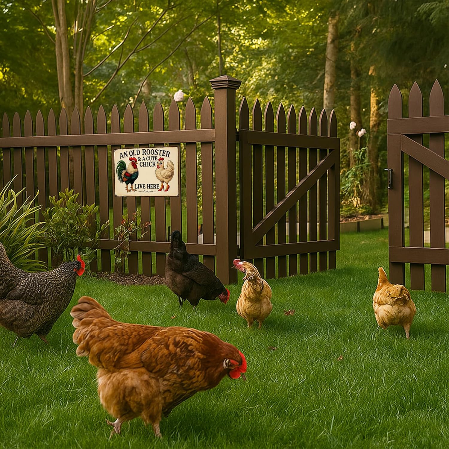 Madewell Living Funny Chicken Coop Sign, Farmhouse Wall Decor Metal Ti