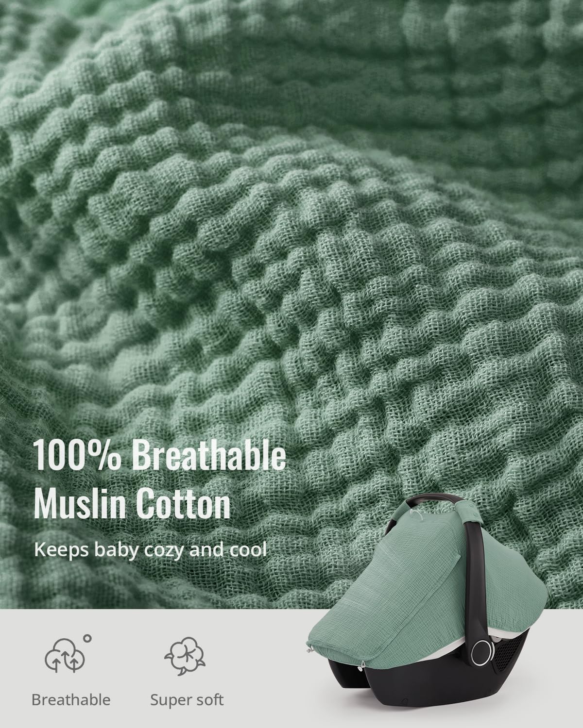 Blissful Diary Baby Car Seat Cover, Extra Large Mesh Window, Breathabl