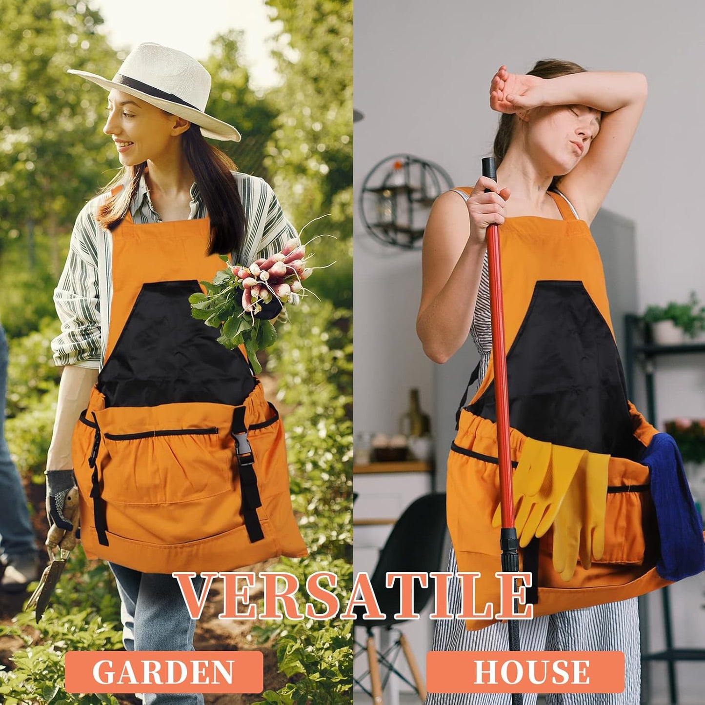 Gardening Apron, 8Oz Waterproof Canvas Garden Apron with Quick Release
