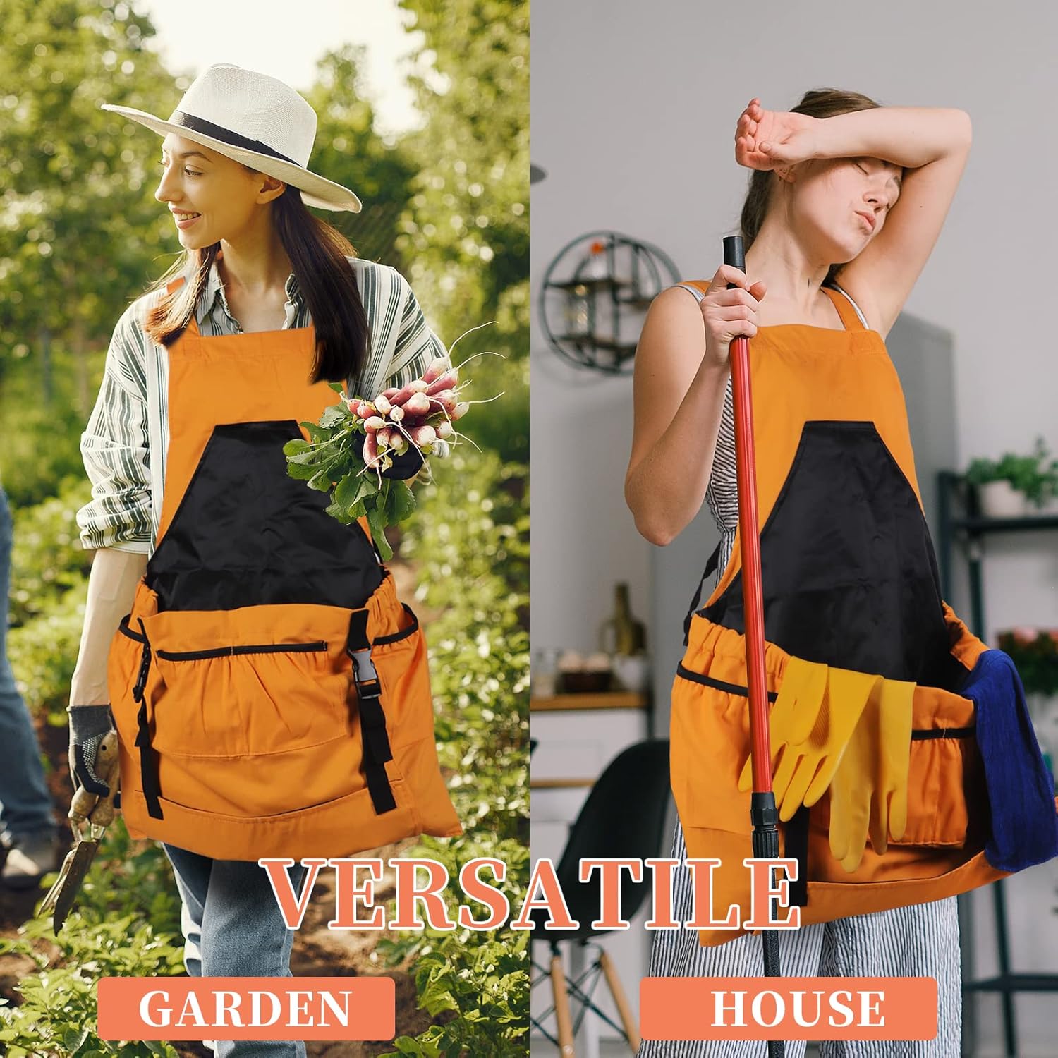 Gardening Apron, 8Oz Waterproof Canvas Garden Apron with Quick Release