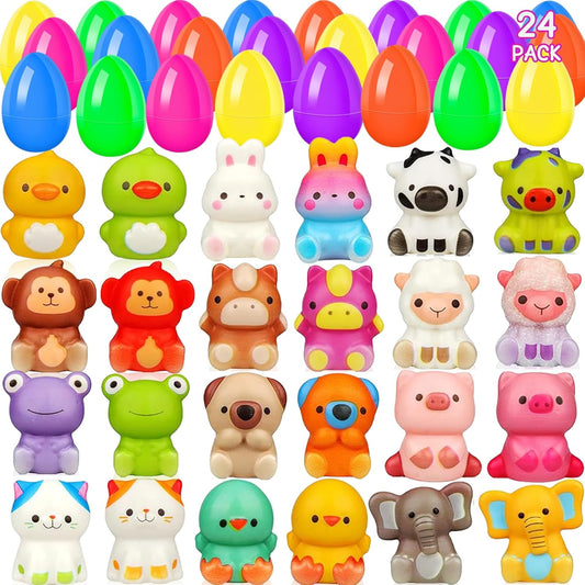 24 Pack Filled Easter Eggs for Kids Prefilled Egg Fillers Squishy Toys