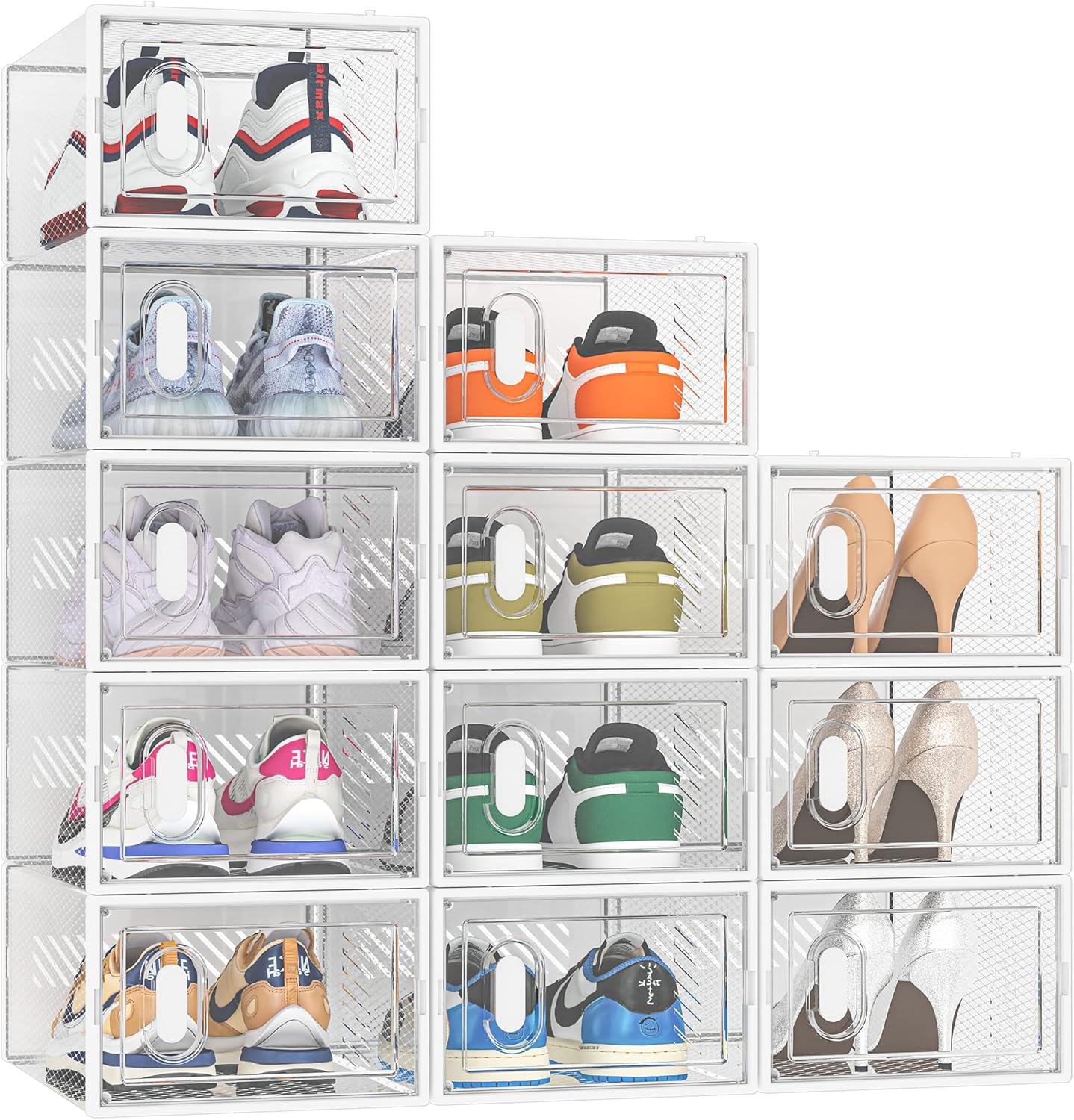 Shoe Storage, 12 Pack Shoe Organizer for Closet, Shoe Boxes Clear Plas