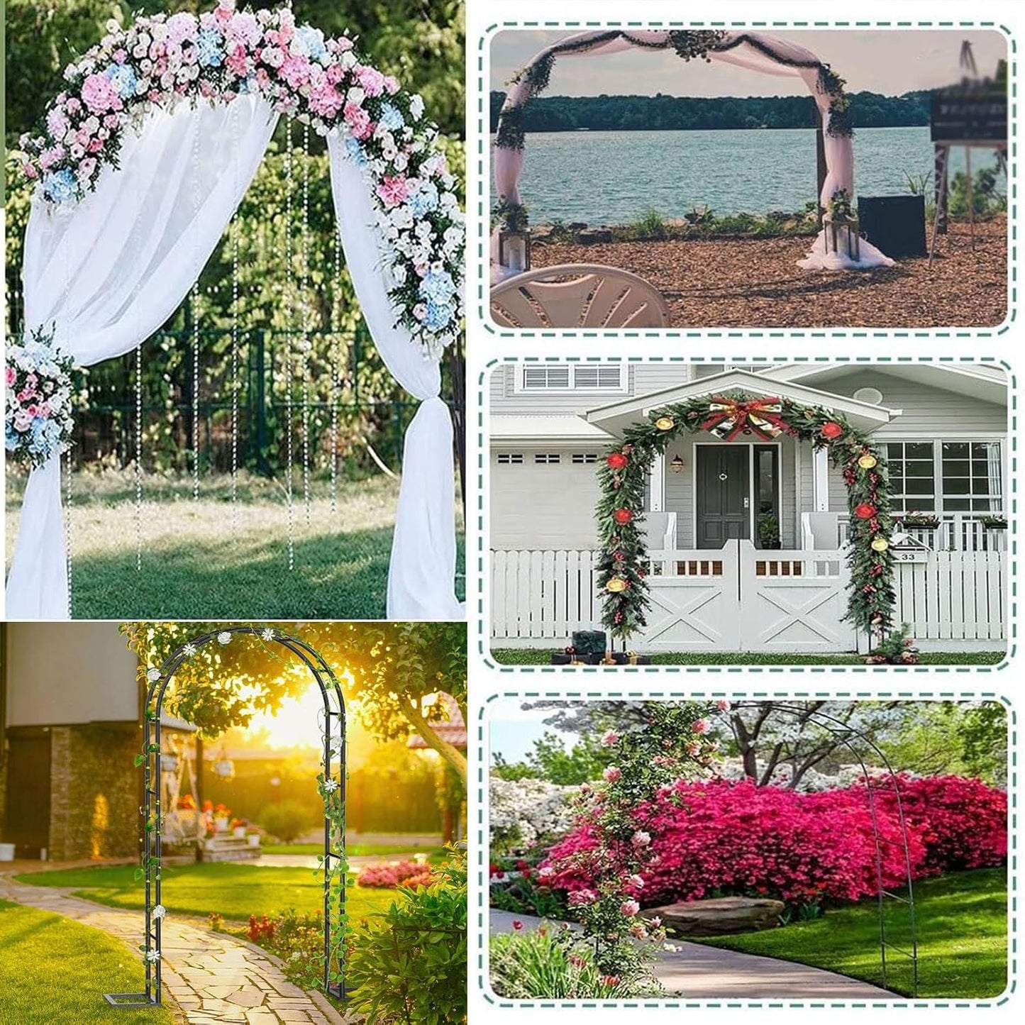 Heavy Duty Garden Trellis Arch for Climbing Plants, Outdoor Metal Rose Arbor Support, Large Wedding Archway (Brown, 2x2.3x0.4m) - Perfect for Roses and Vines