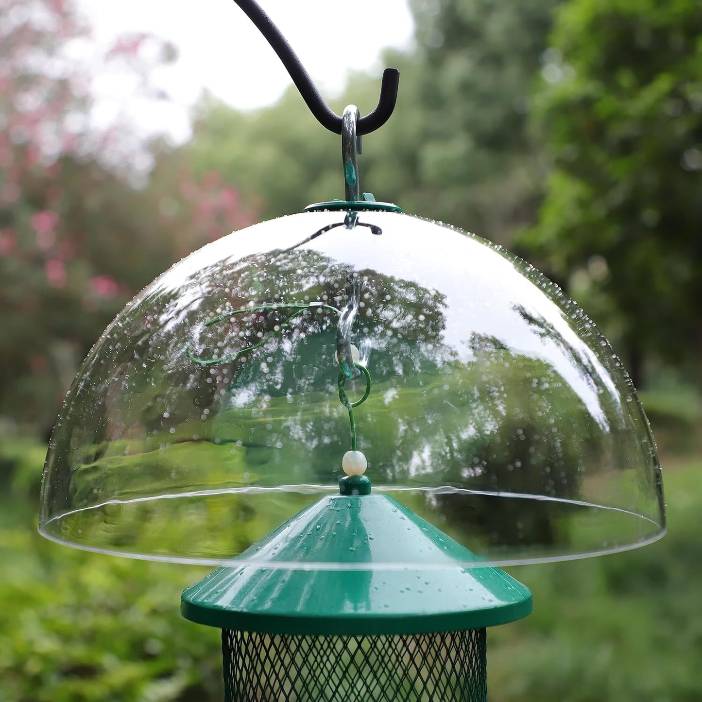 Rotating Squirrel Baffle for Bird Feeders,Two-Ways:Bird Feeder Dome or Baffle for Bird Feeder Pole,12" Clear Dome Rain Guard.