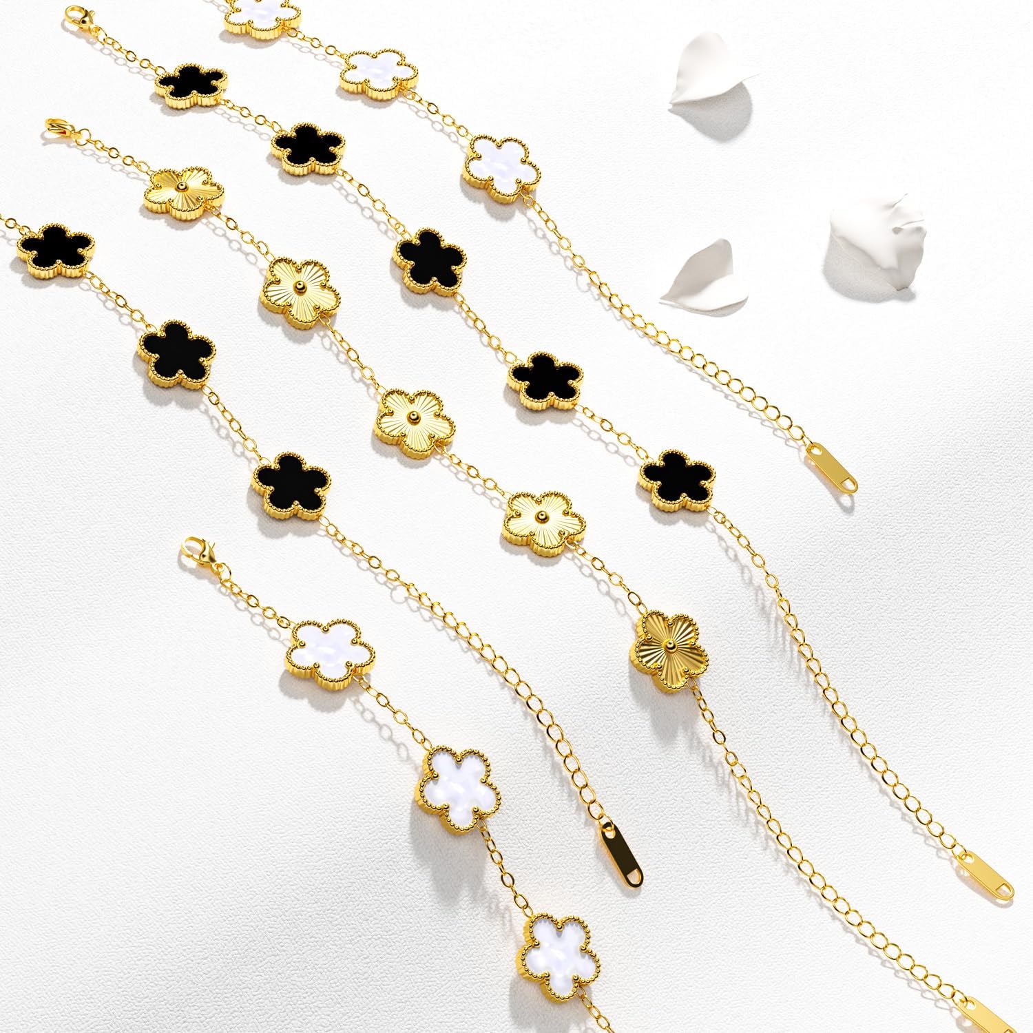 AICase 18K Gold Plated Clover Bracelet Dupes Gold/White/Black Bracelet