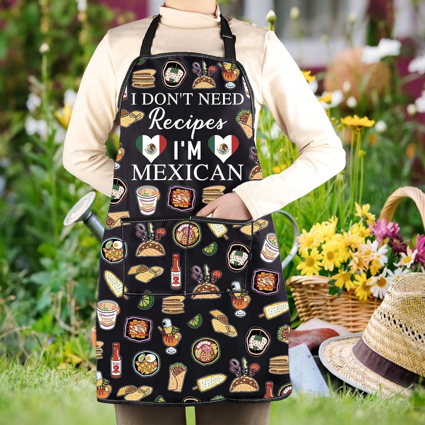WCGXKO I Don't Need A Recipe I'm Mexican Kitchen Apron Funny Mexican Feast Gift Mexico Vacation Travel Gift