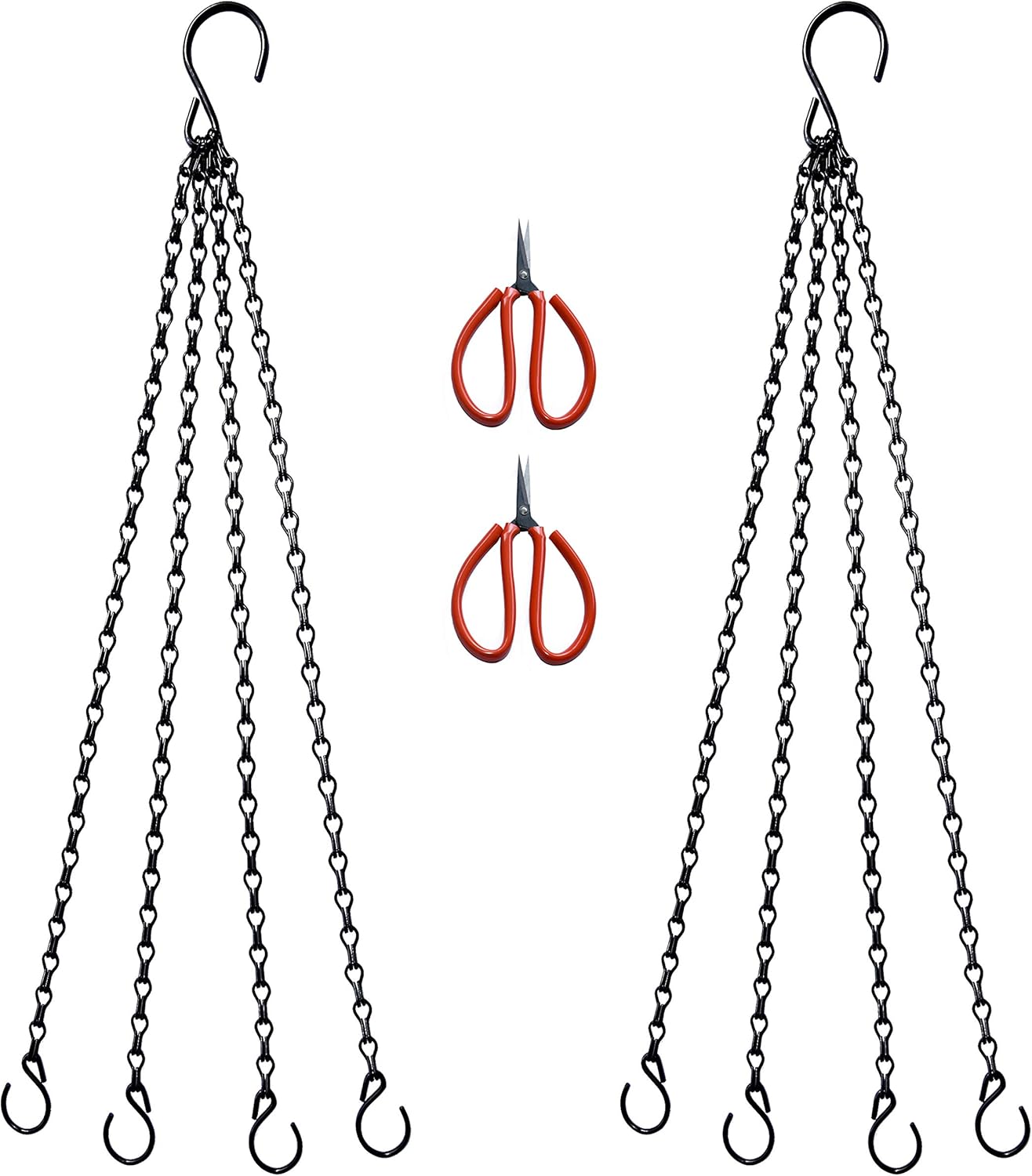 26Inch 90lbs Heavy Duty Metal Hooks Hanging Chains Hangers for Garden,Balcony,Yard,Kitchen,for Hanging Heavy Plant Pot, Bird Feeder, Lantern, Billboard. Carbon Steel, 2Extra Scissors