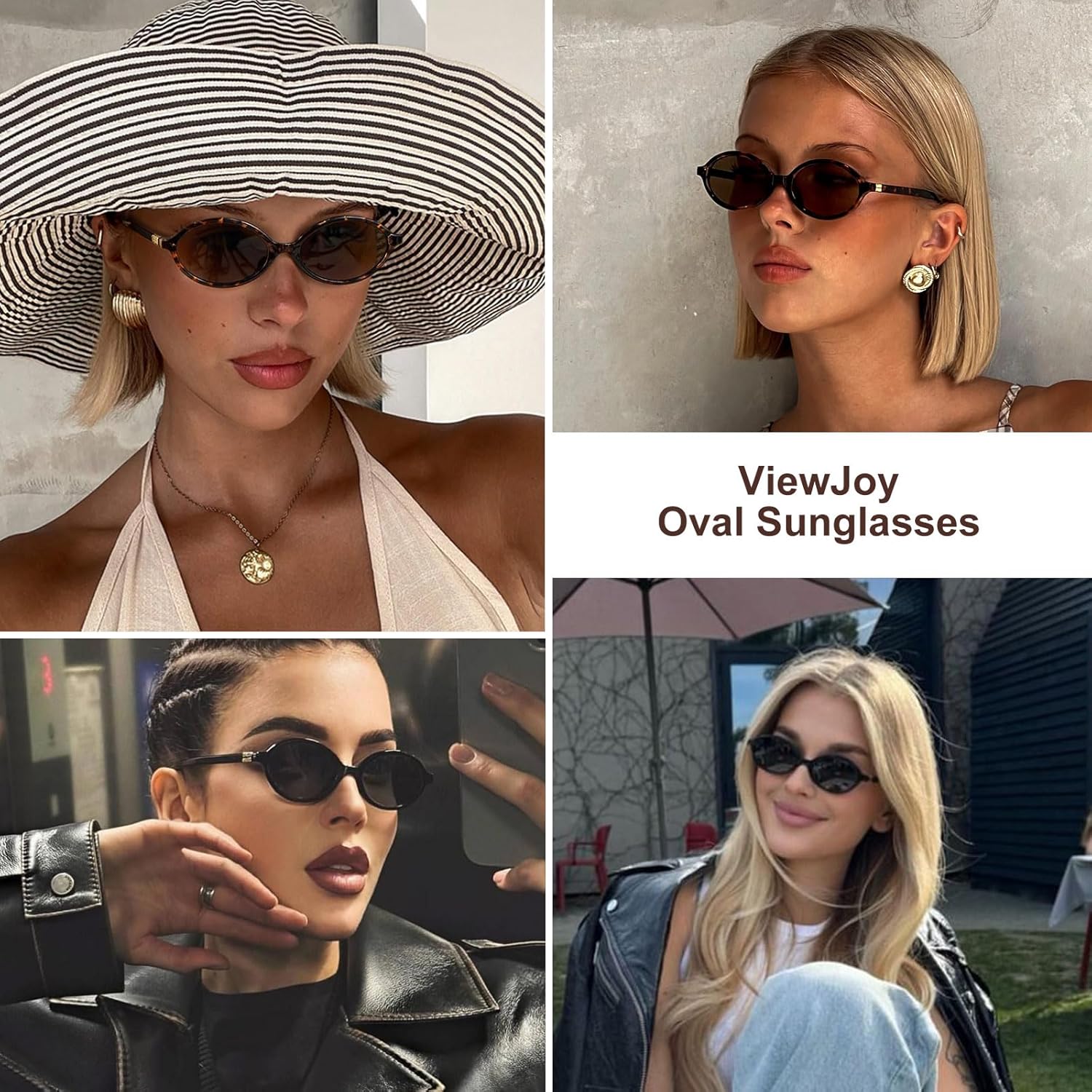 Retro Oval Sunglasses for Women Vintage 90s Y2K Trendy Designer Sun Gl