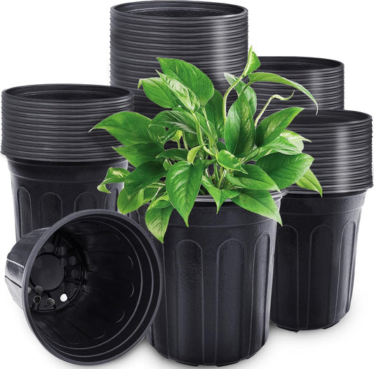60 Pcs 1 Gallon Plant Nursery Pots,Plastic Seed Starter Pot with Drain