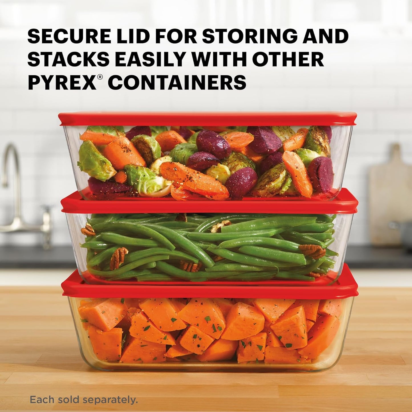 Pyrex Simply Store Glass Food Storage Container, Snug Fit Non-Toxic Pl