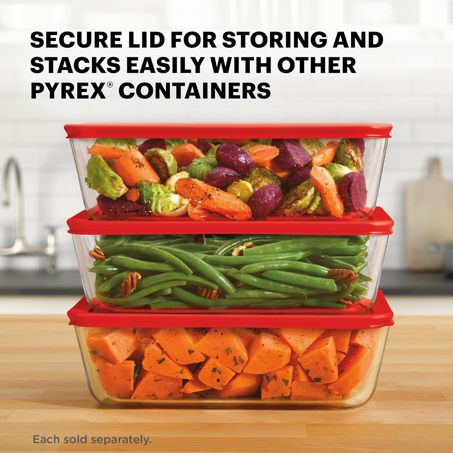 Pyrex Simply Store Glass Food Storage Container, Snug Fit Non-Toxic Pl