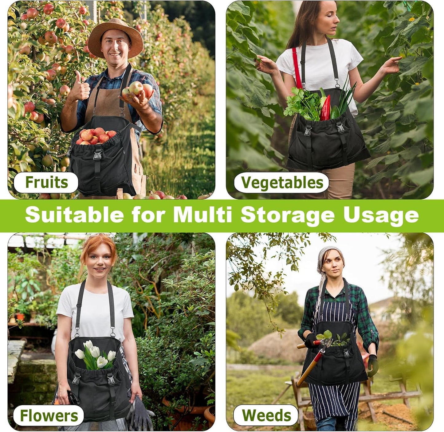 Cosmos Garden Harvest Apron - Canvas Gardening Apron with Quick Release Pouch & 2 Side Pockets