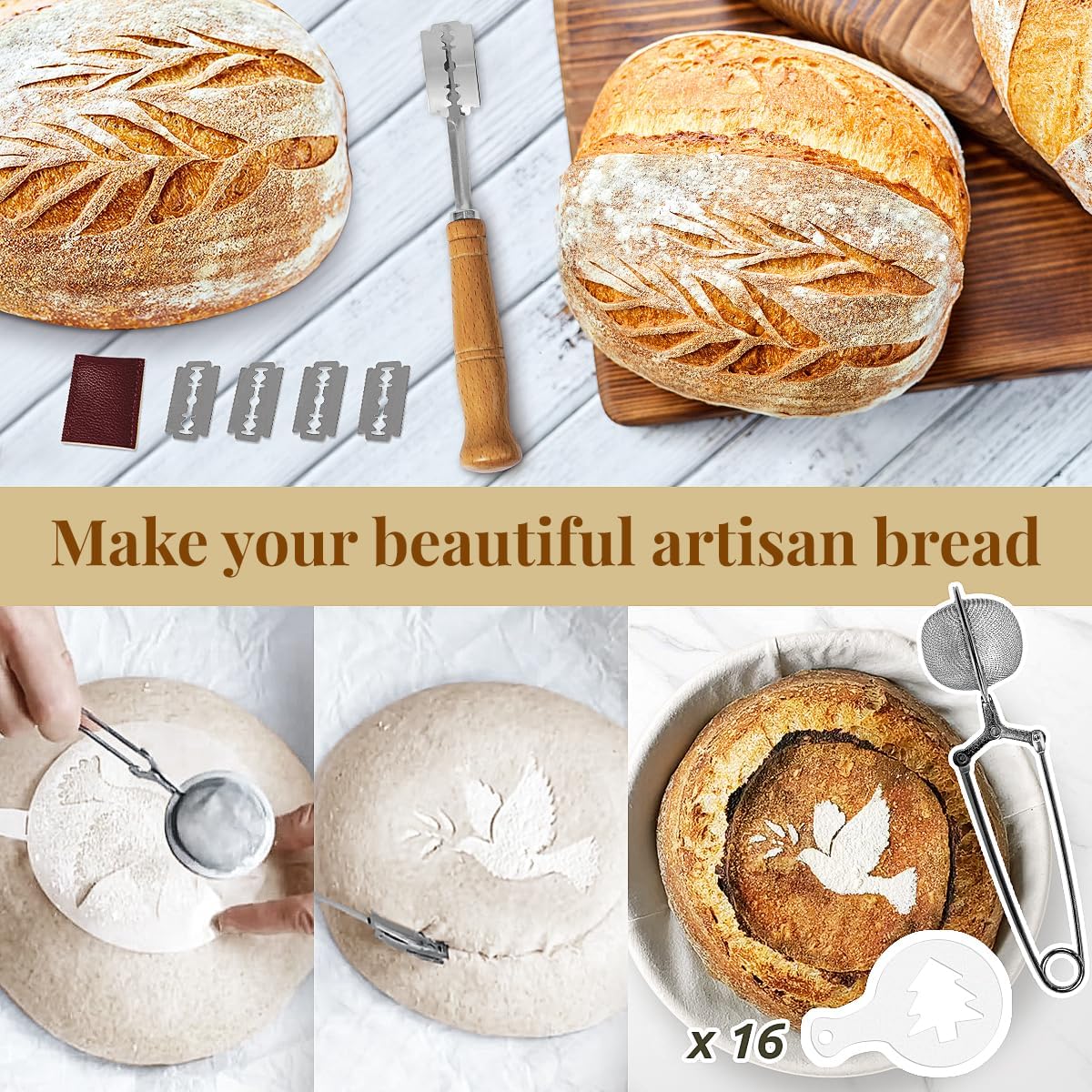 Sourdough Starter Kit, Banneton Bread Proofing Baskets Set, Sourdough 