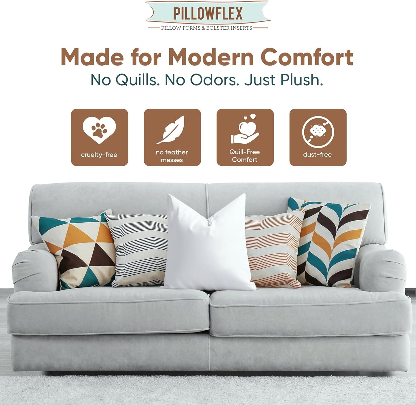 Pillowflex Synthetic Down Pillow Insert - 22x22 Down Alternative, Ultra Soft Large Square Throw Pillow, Couch Sham, Bed Sleeping - 1 Decorative Accent Form