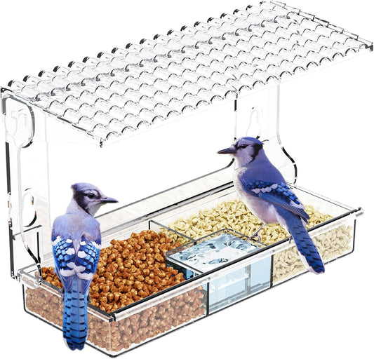 Window Bird Feeders With Strong Suction Cups for Cats,Kids,Acrylic Bir
