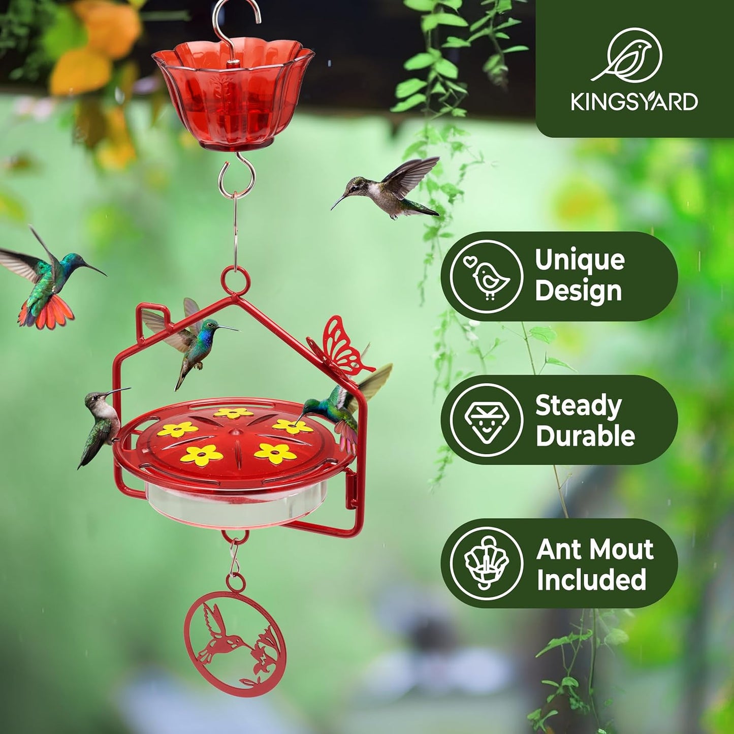 Kingsyard Upgraded Hummingbird Feeder Hanging, Large Capacity Nectar T