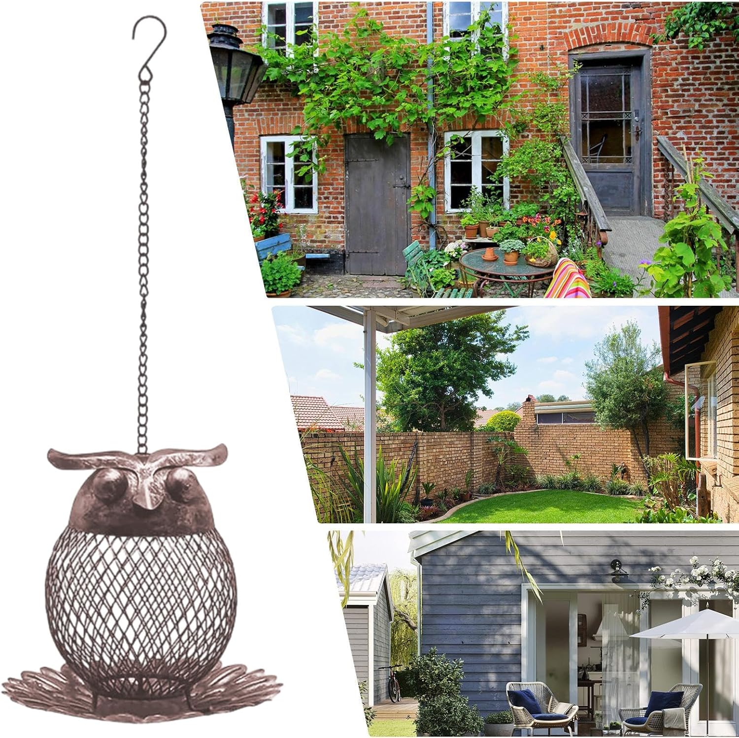 Wild Bird Feeders, Adorable Metal Vintage, Squirrel Proof Owl-Shaped L