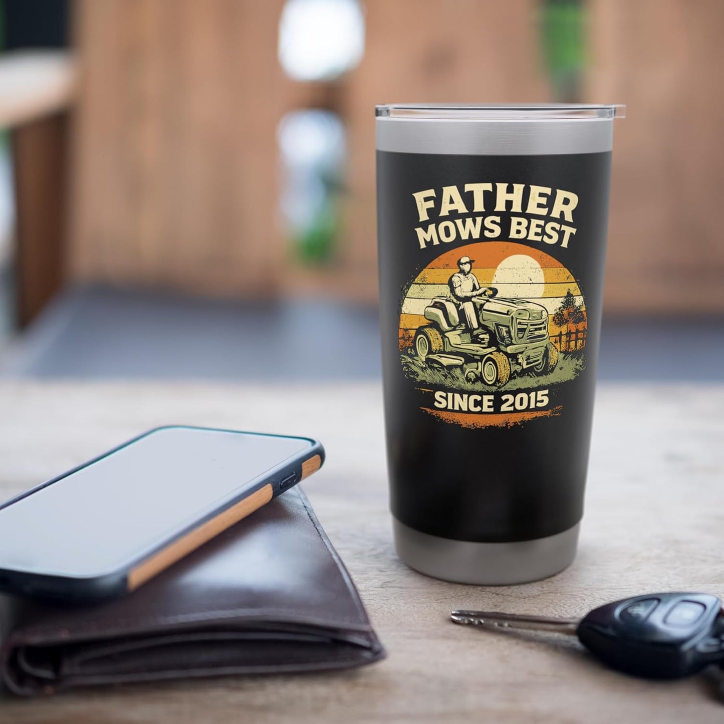 Father Mows Best Vintage Lawn Care Pride Since 2015 Stainless Steel Insulated Tumbler