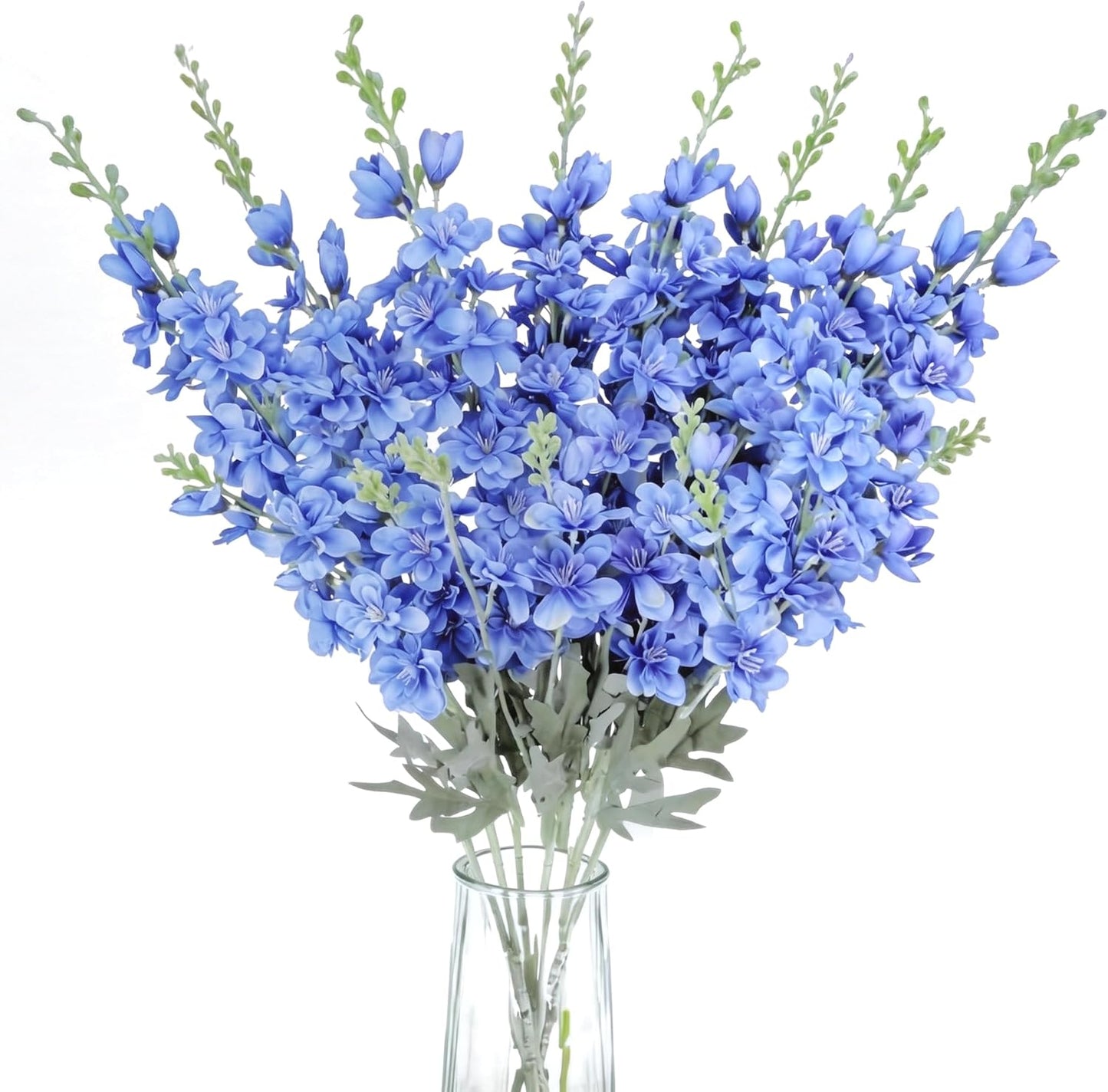 8PCS Delphinium Artificial Flowers Larkspur Bulk Silk Flowers 33.5 in Long Stem Fake Flowers for Home Garden Wedding Floral Arrangements Decor (8, Blue)