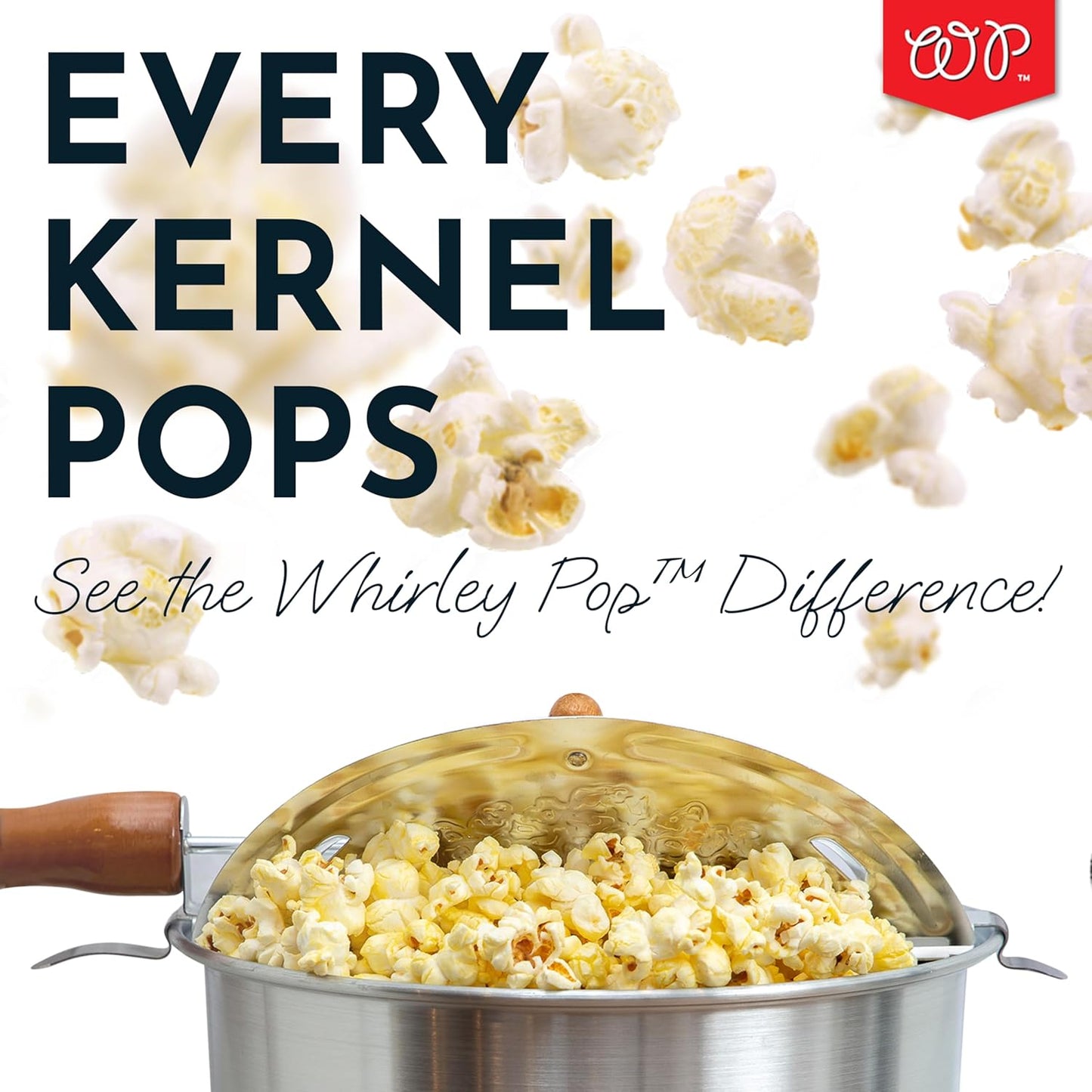 Original Whirley Pop Popcorn Maker - Wabash Valley Farms Gourmet Popcorn Popper, Aluminum Pot With Nylon Gears, 3-Minute Stove Top Popper, Home Movie Night (Silver)