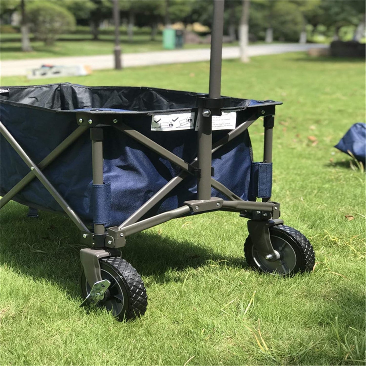 Garden Carts Picnic Camping Car Outdoor Camping Trolley Portable Folding Four-Wheel Beach Hand Trailer Outdoor Trolley (Color : Blue, Size : One Szie) (Blue One szie)