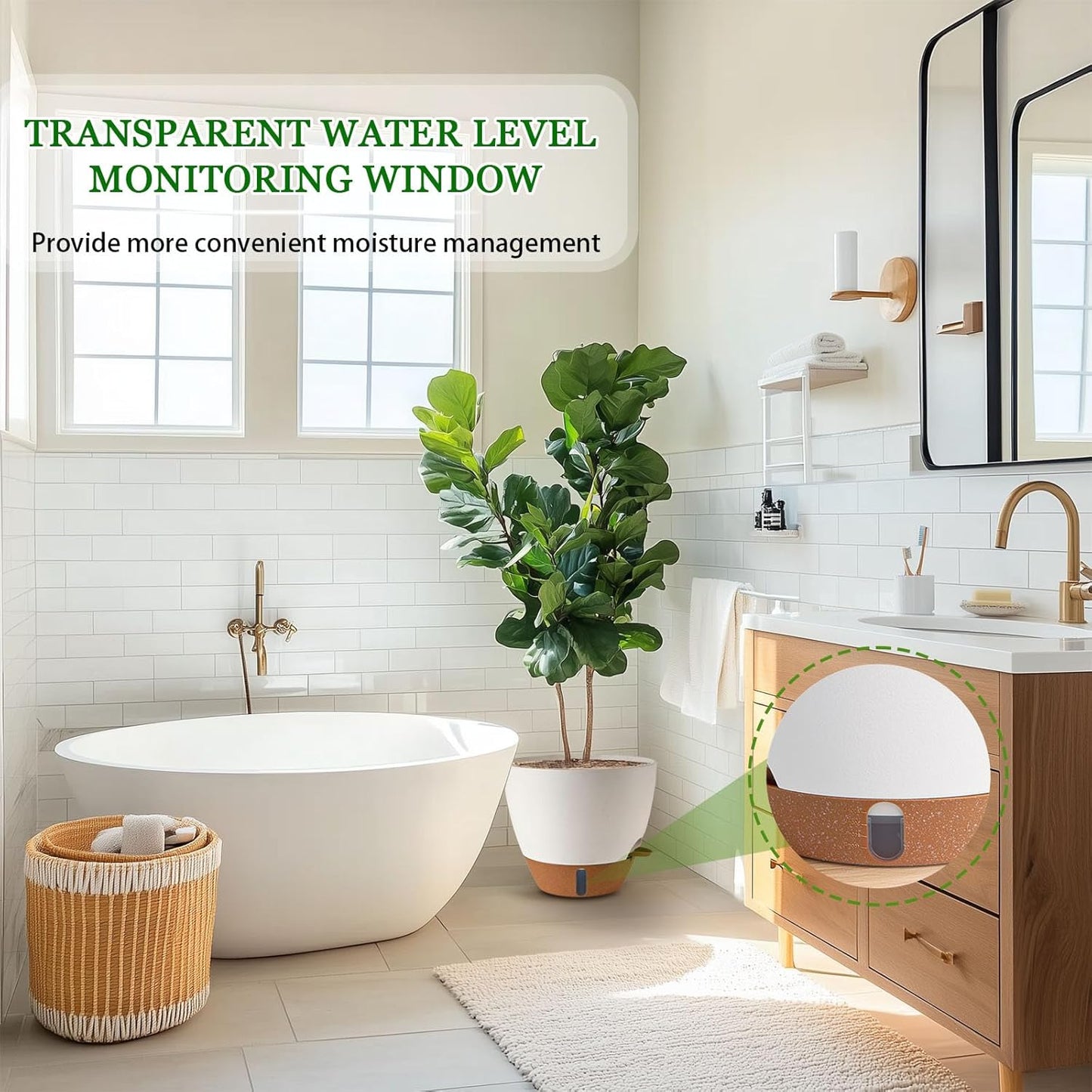 8/10/12 Inch Self Watering Pots for Indoor/Outdoor Plants - Large Plas