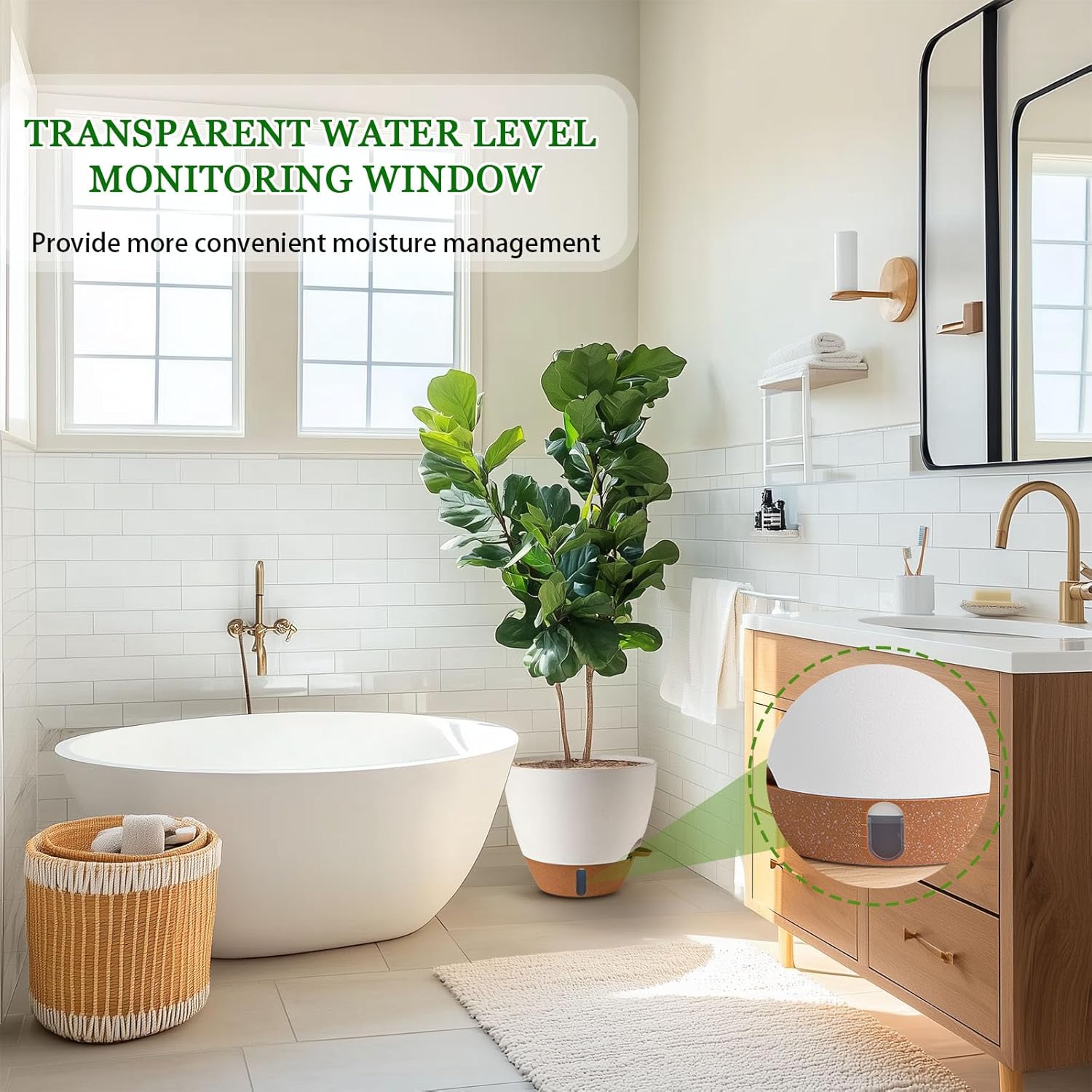 8/10/12 Inch Self Watering Pots for Indoor/Outdoor Plants - Large Plas