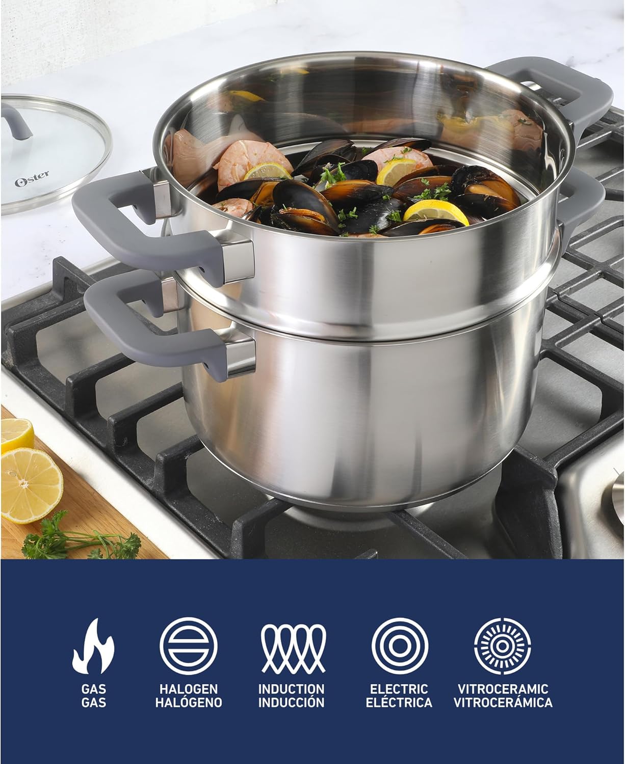Oster Beauford 9-Piece Stainless Steel 5-Ply Encapsulated Base Cookwar