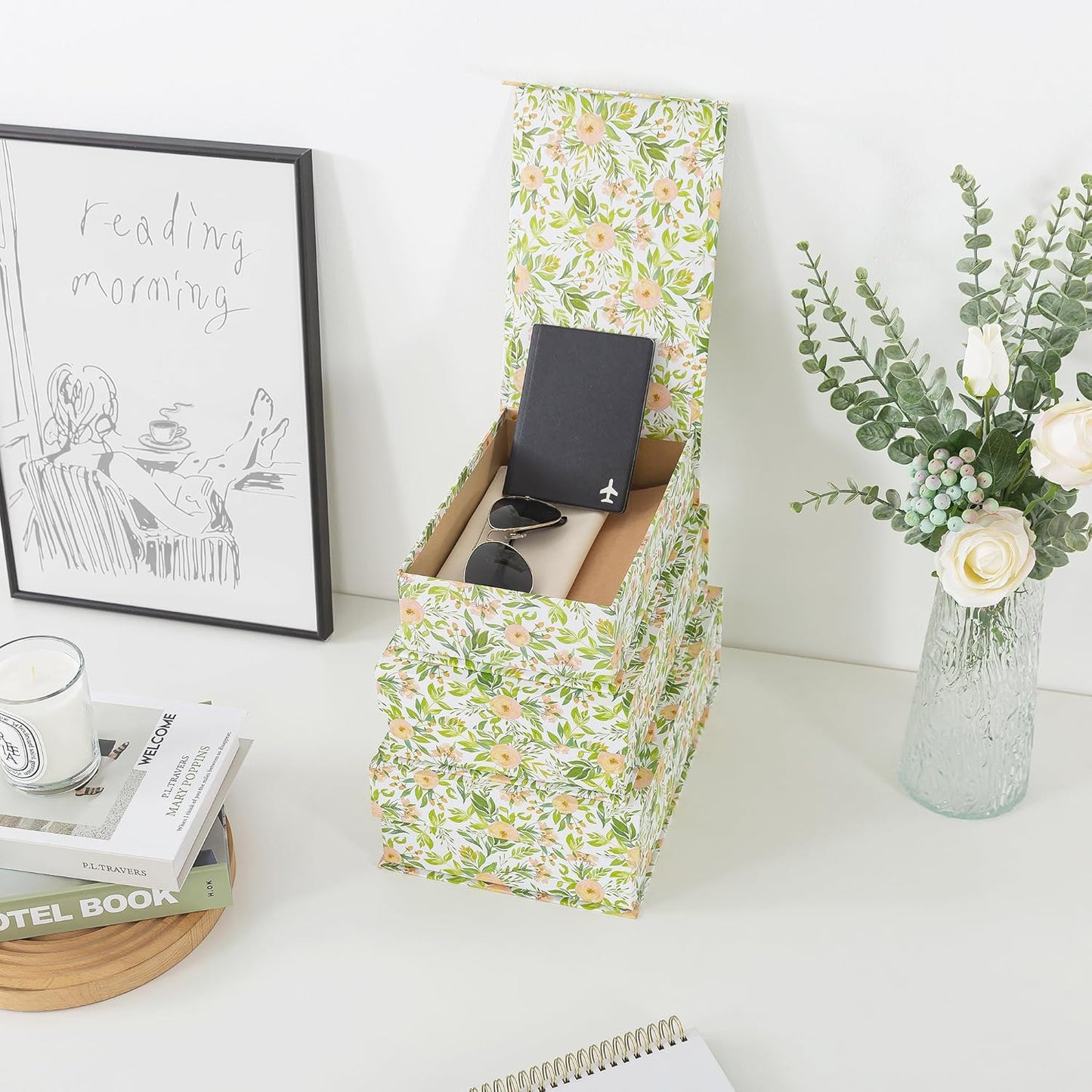 Soul & Lane Decorative Cardboard Storage Boxes, Set of 3 Floral Patter