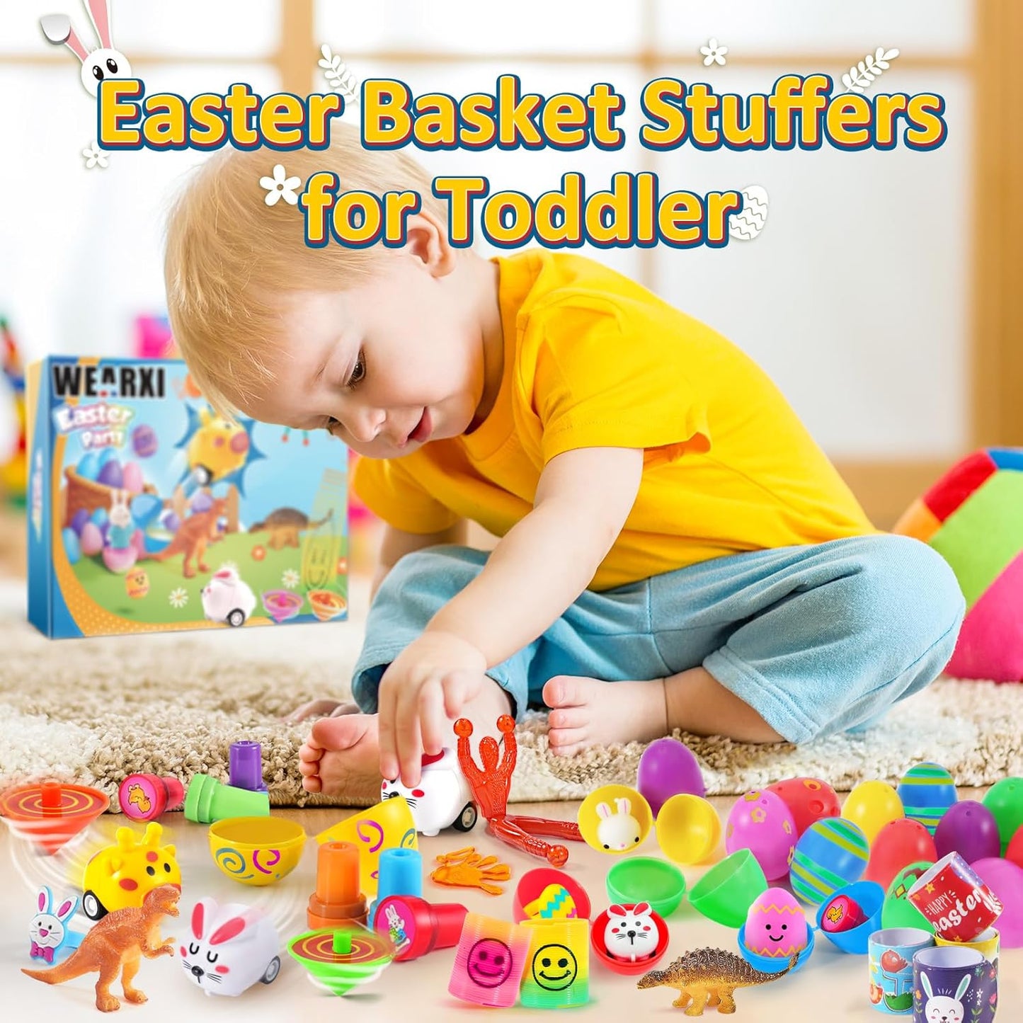 WEARXI 100PCS Prefilled Easter Eggs with Toys, Easter Basket Stuffers, Easter Eggs Filled, Easter Basket Stuffers for Toddler Teens Boy Girl, Plastic Easters Egg, Party Favors Easters Gifts for Kids
