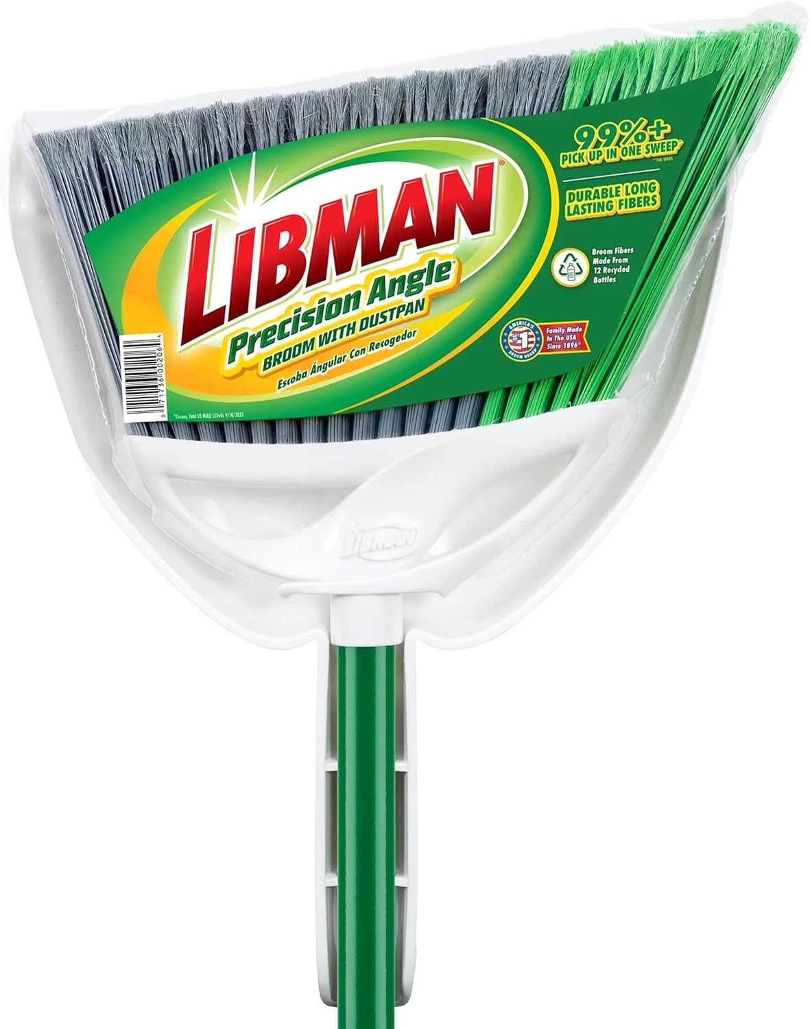 Libman FlexTech 빗자루, 쓰레받기 콤보 세트, 실내 및 실외 바닥 청소용, 애완동물, 강아지 털 빗자루, 139.7cm(55인치) 정밀 각도 빗자루, 손잡이 3개, 너비 27.9cm(11인치), 너비 26cm(10.25인치) 더스트 팬