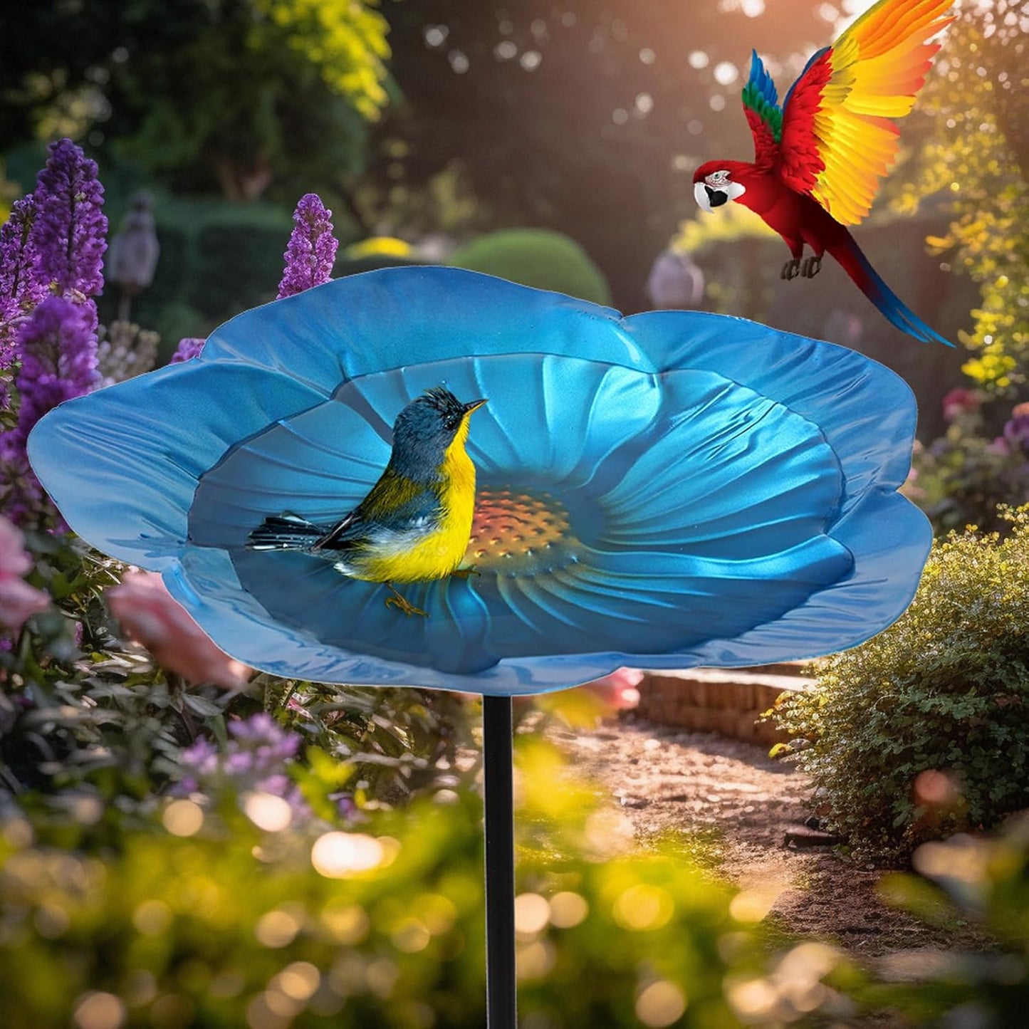 Weatherproofed Iron Bird Feeders with Flower Hanging Enhances Garden Aesthetic Birdwatcher Essential Decorative Outdoor Bird Feeders