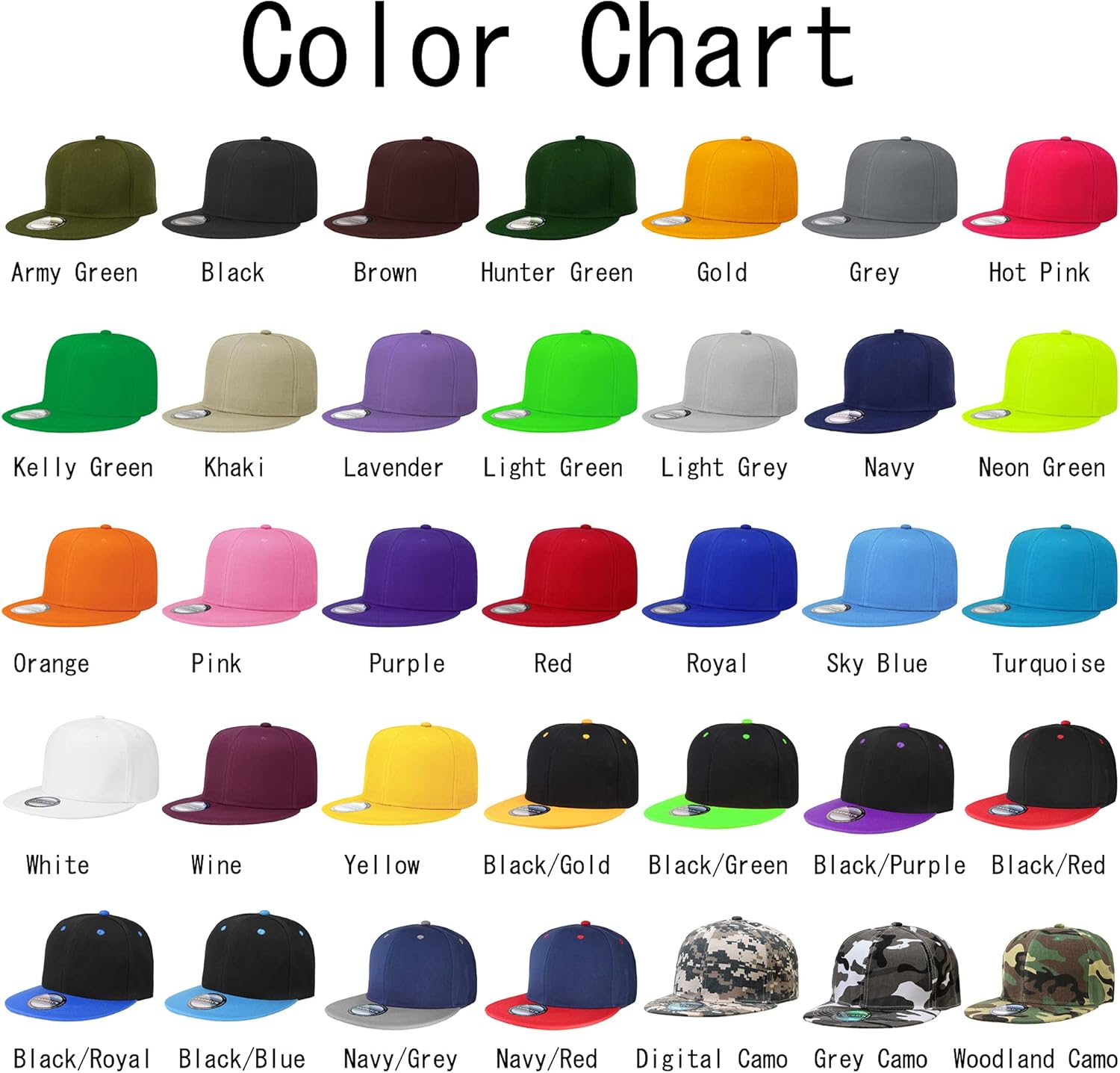 Classic Snapback Hat Cap Hip Hop Style Flat Bill Blank Solid Color Adj