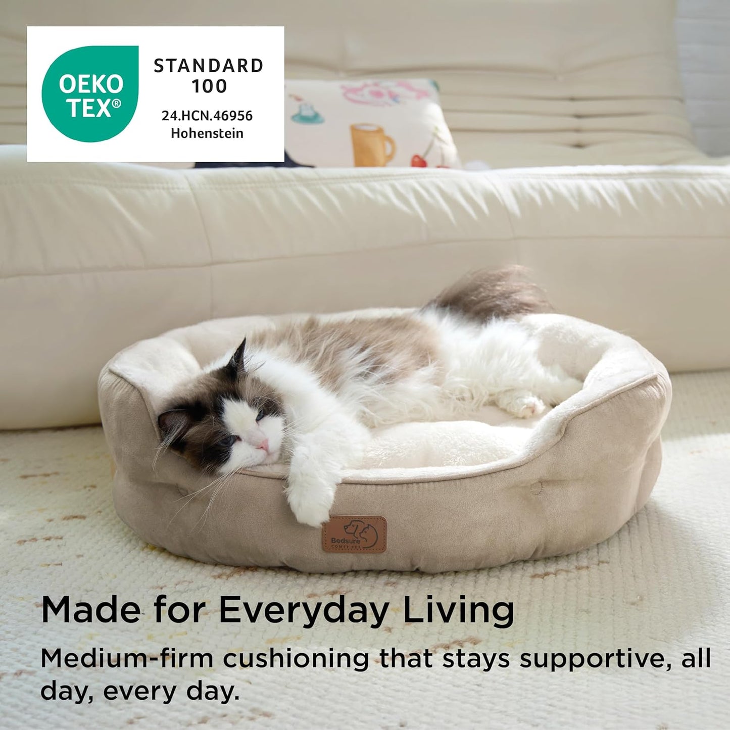 Bedsure Dog Beds for Small Dogs - Round Cat Beds for Indoor Cats, Wash