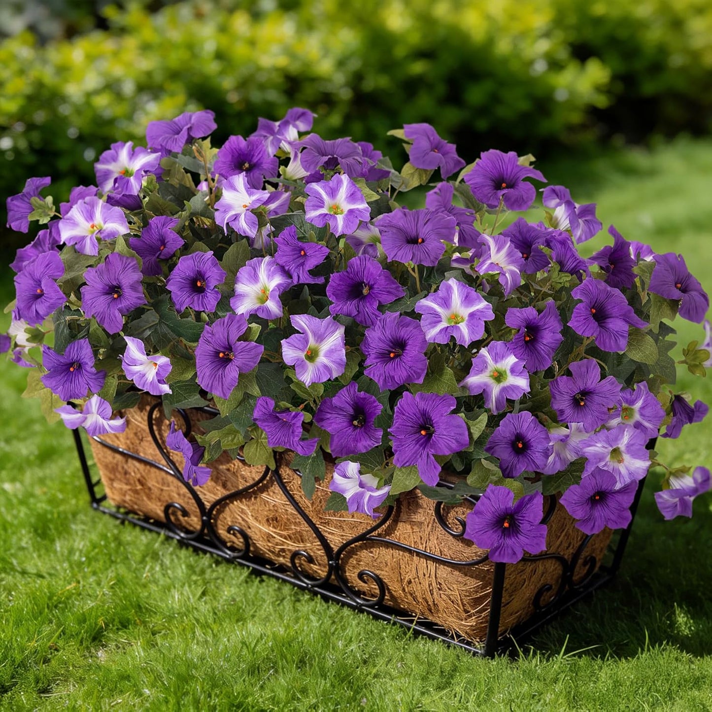 6 Pcs Artificial Flowers Fake Petunias for Outdoors, Faux Flowers for Outdoor Planter, UV Resistant Realistic Fake Plants for Outside No Fade for Garden Porch Patio Indoor Room Decor(Purple)