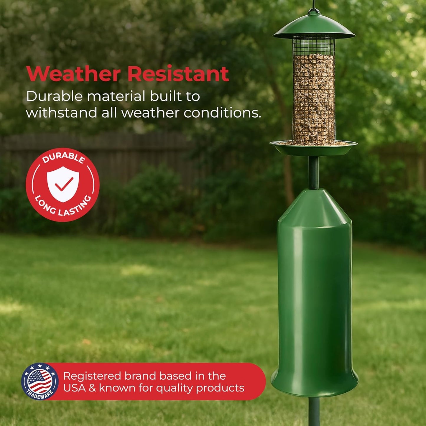 iPrimio 18" Squirrel Baffle - Easy Install Pole Wrap Around Baffle: Protect Hanging Bird Feeders, Squirrel Baffles for Feeders, No Tool Install, Durable Weather Resistant, for Bird Feeder Poles